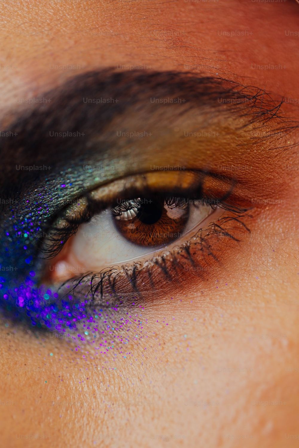 Close up of a woman's eye with dramatic eye makeup - Eyes