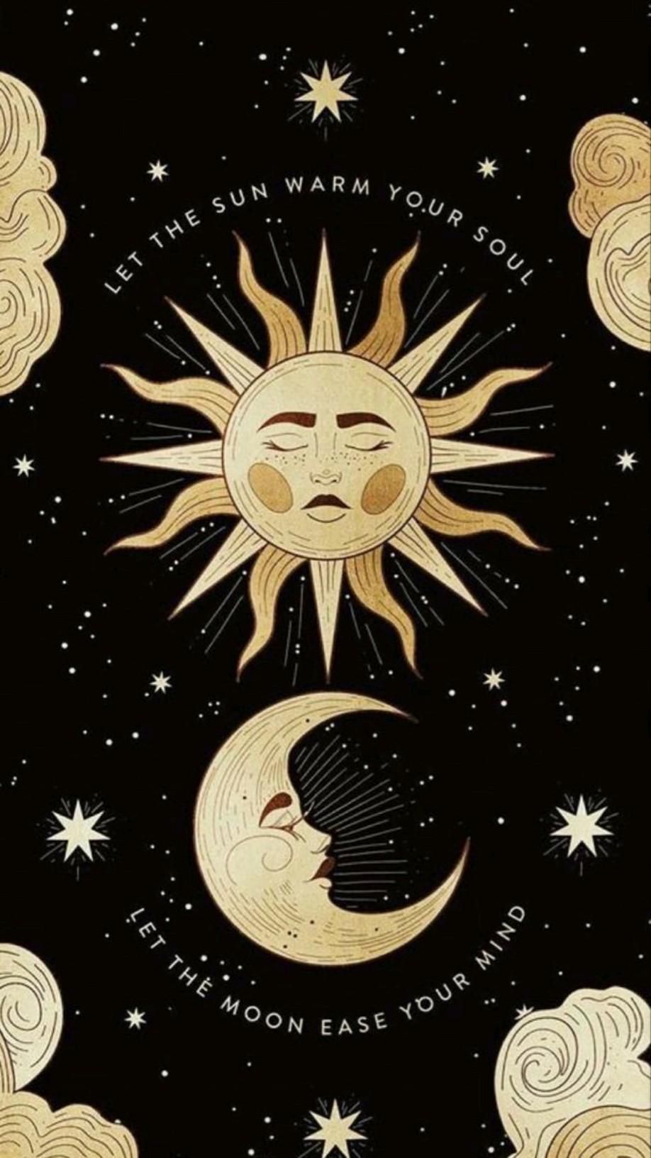 IPhone wallpaper of the sun and moon with a quote. - Spiritual