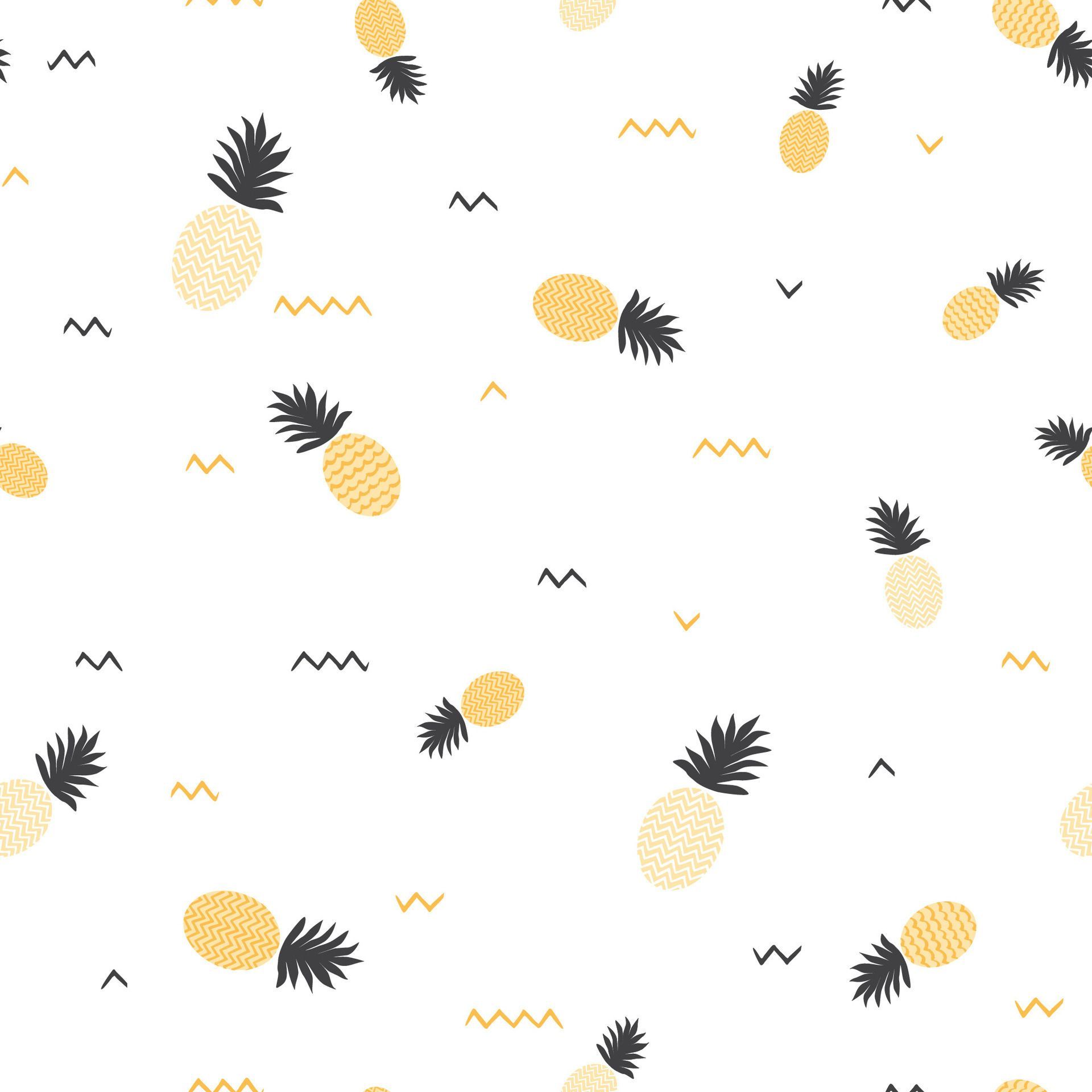 Pineapple simple vector seamles background. Textile fabric ananas in yellow and grey colors. Yellow summer pattern for beach boy girl baby kids cloth design Vacation decorative wallpaper print Vector Art - Pineapple