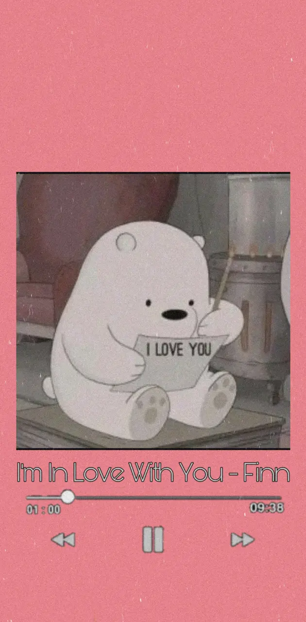 Aesthetic wallpaper of a white bear holding a sign that says 