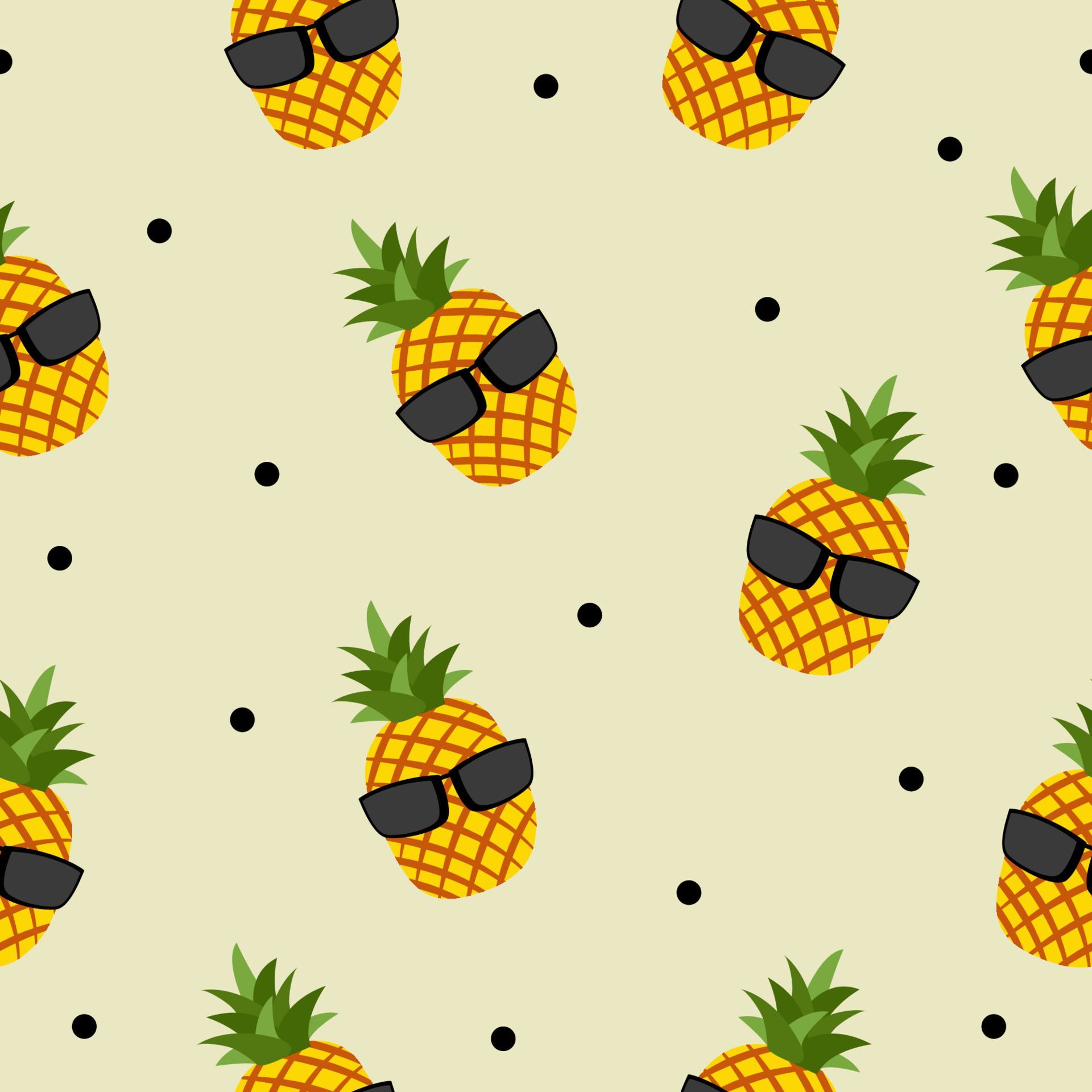 A pattern of pineapples wearing sunglasses. - Pineapple