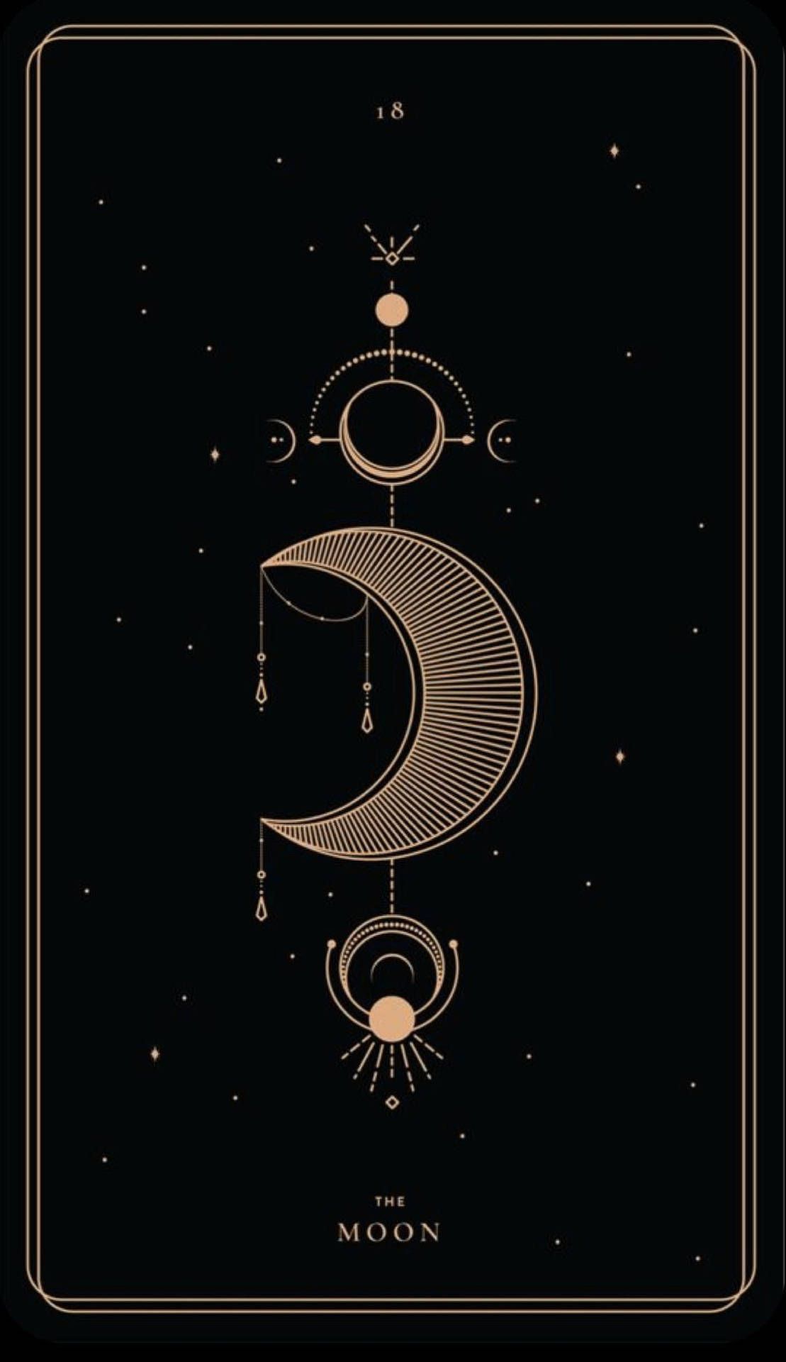 A tarot card showing a crescent moon with phases. - Spiritual