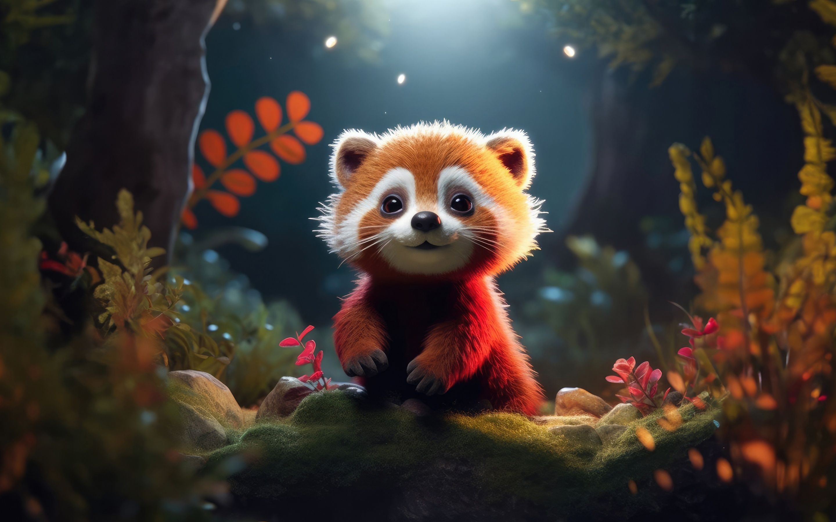 Red panda Wallpaper 4K, Adorable, Cute animal, AI art