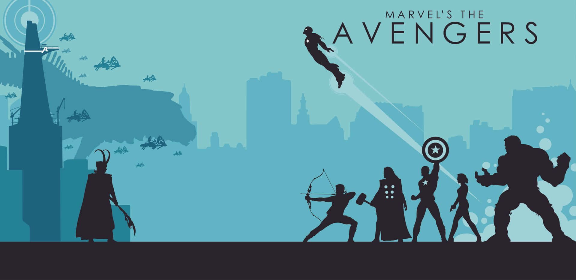 The Avengers wallpaper with superheroes silhouettes - Avengers