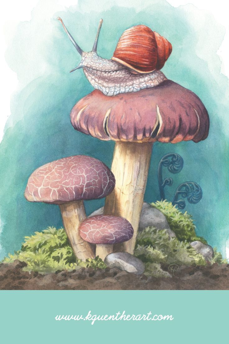 Snail and Mushroom Original Painting. Painting, Original paintings, Goblincore aesthetic