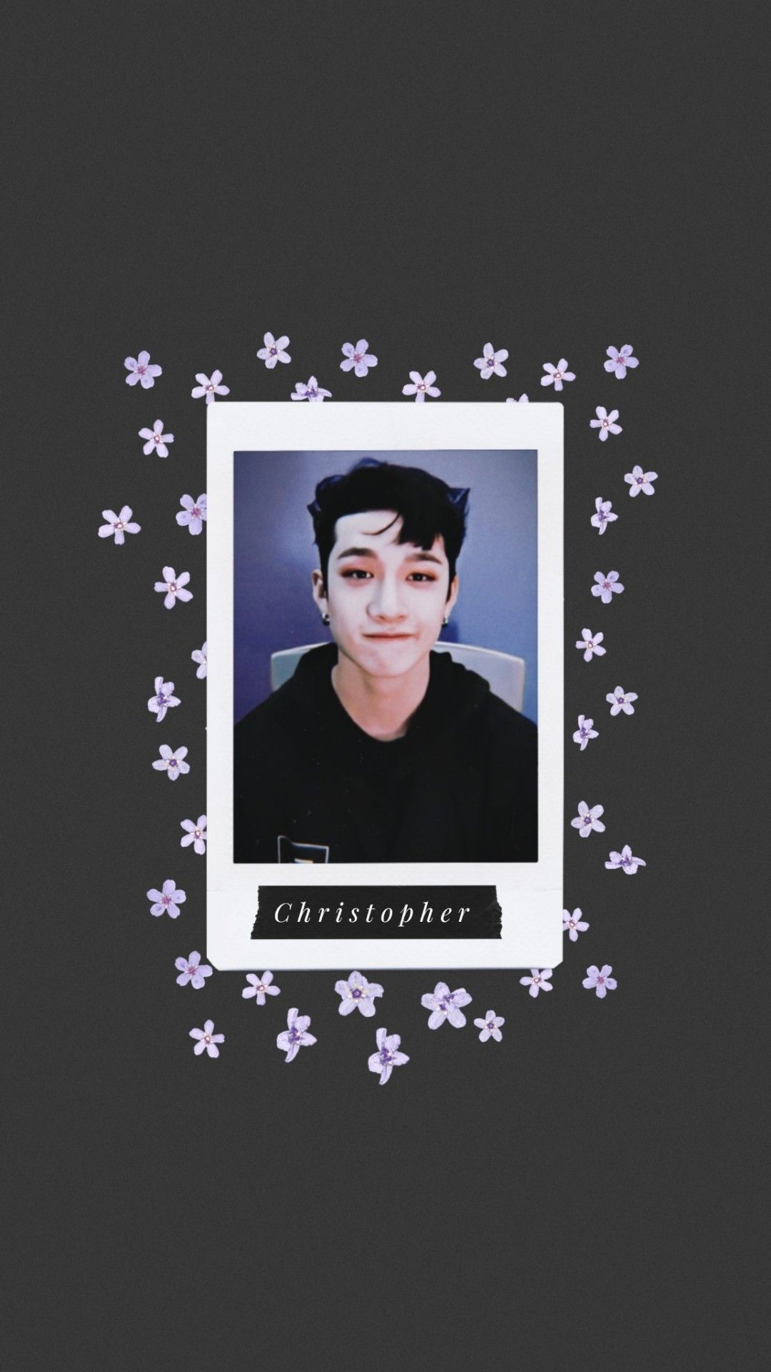 A photo of the person with flowers on it - Bang Chan