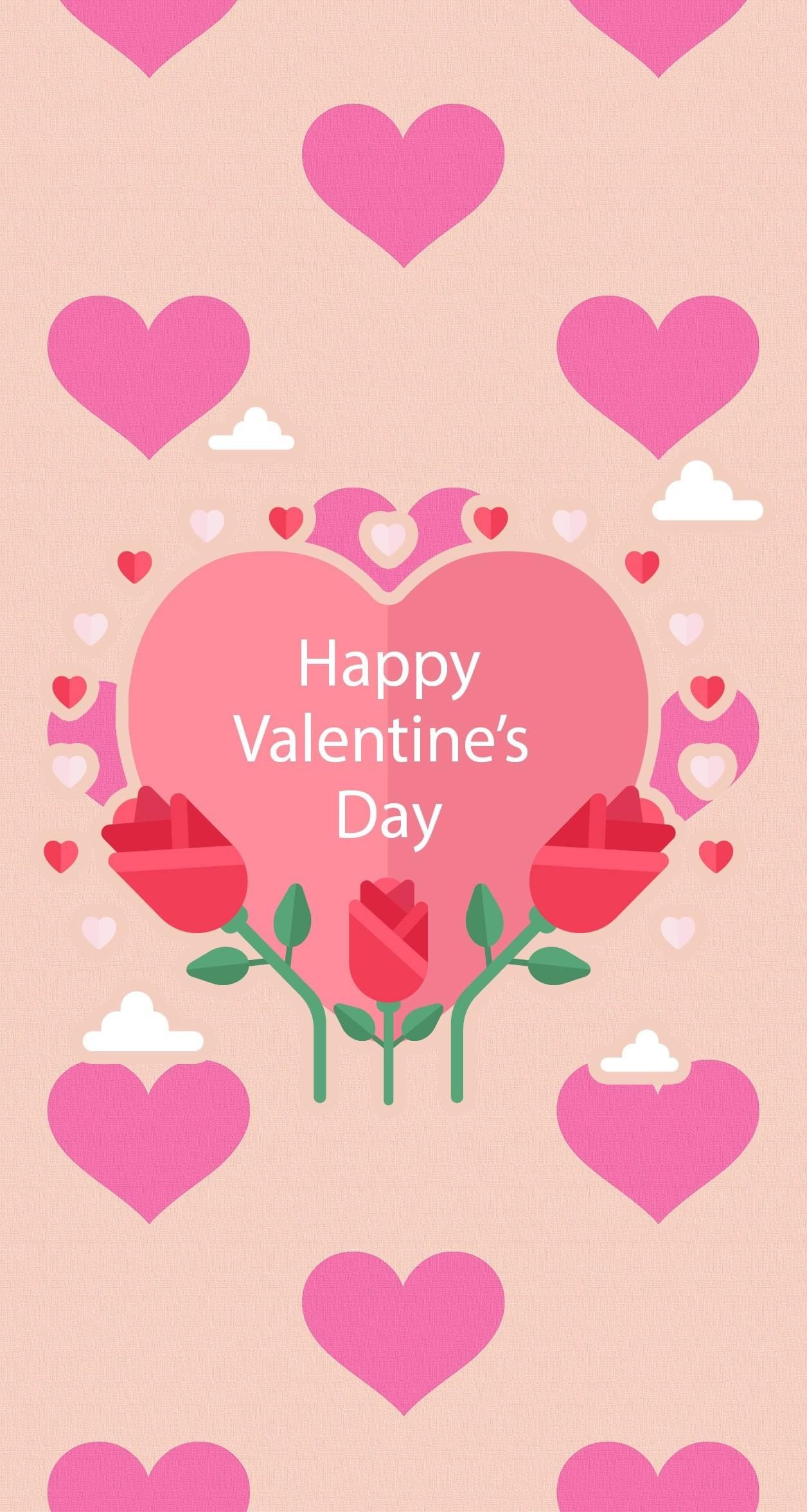 A Valentine's Day card with hearts and roses. - Valentine's Day