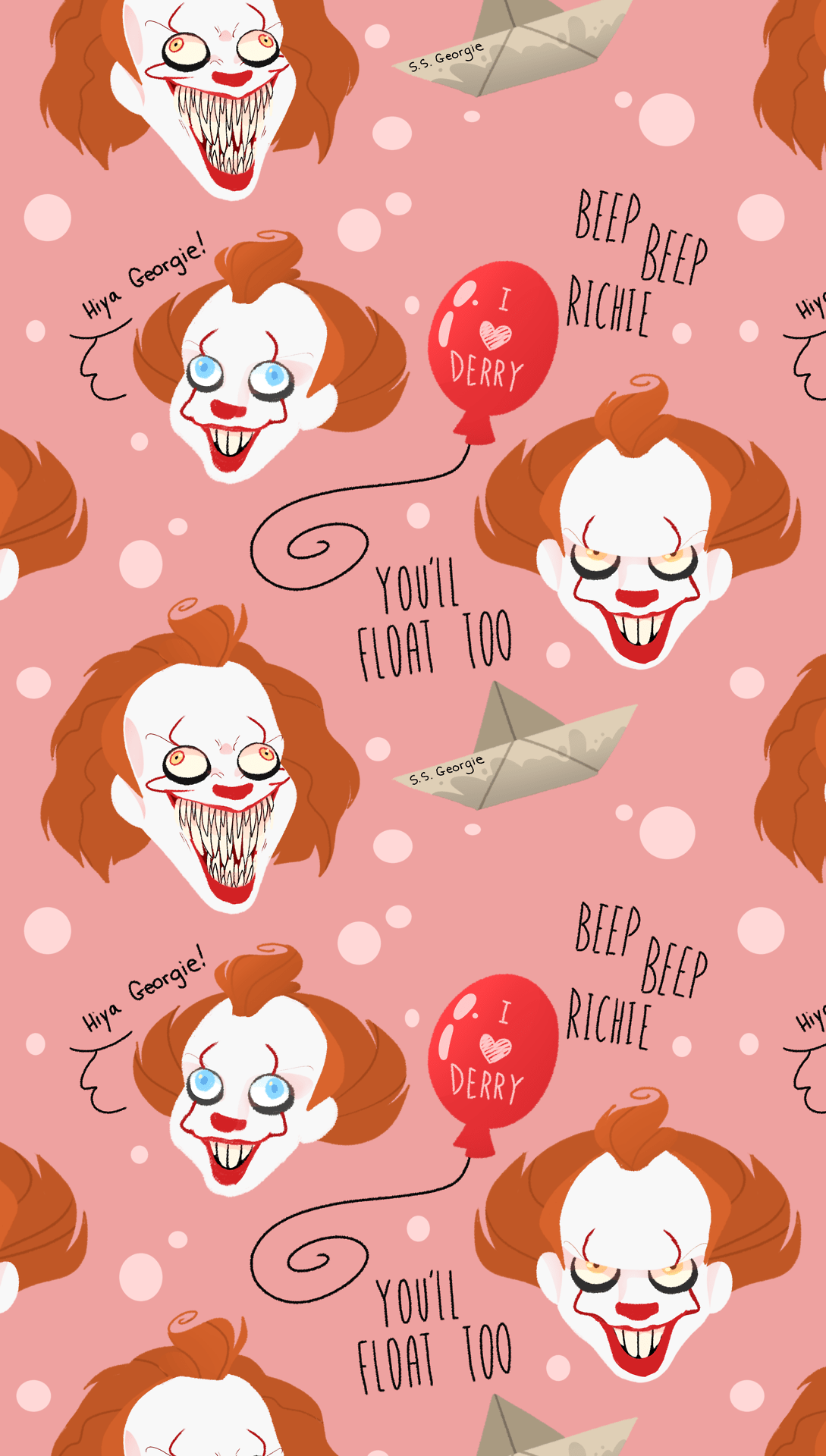 A pattern of Pennywise the clown from the It movie. - Pennywise