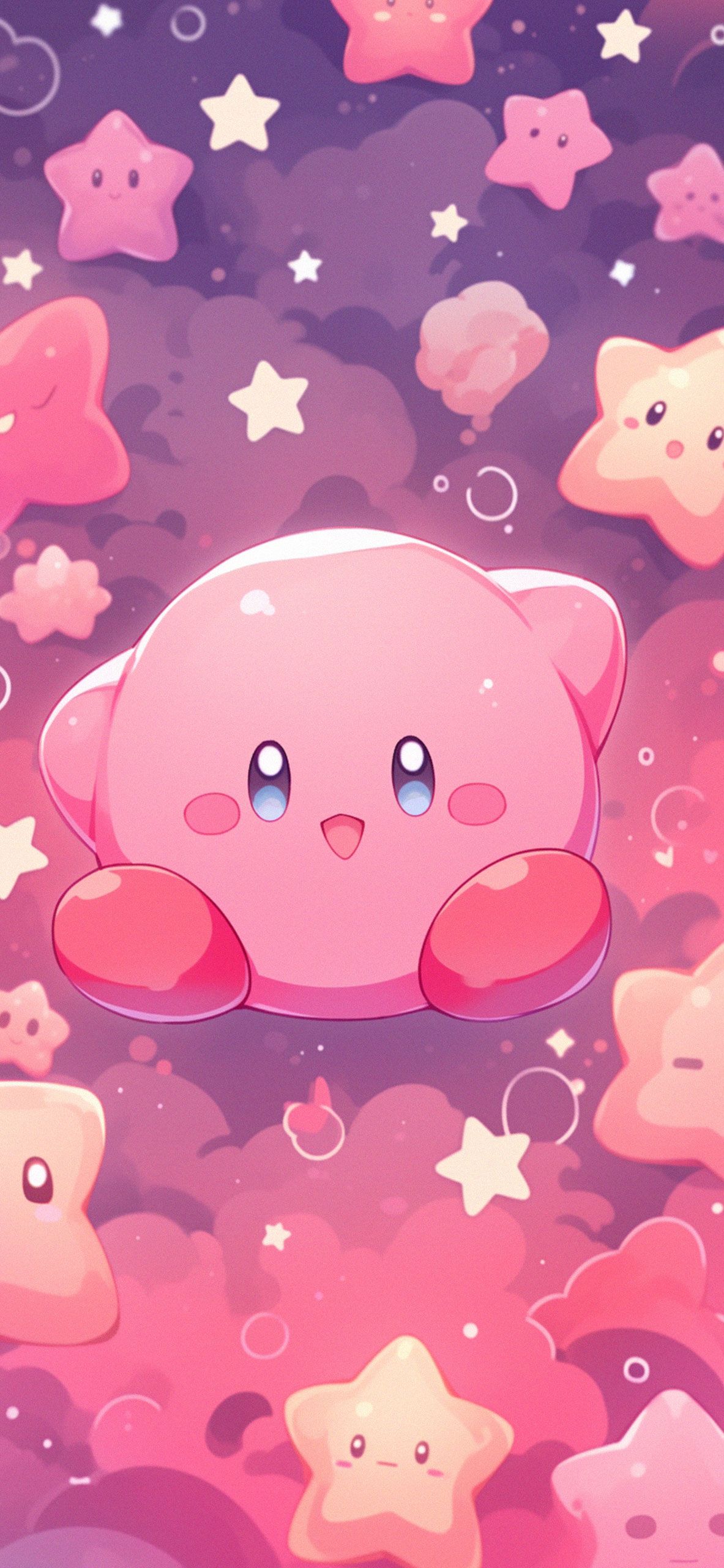 Kirby, pink, stars, cute, background, wallpaper, phone, lock screen - Kirby