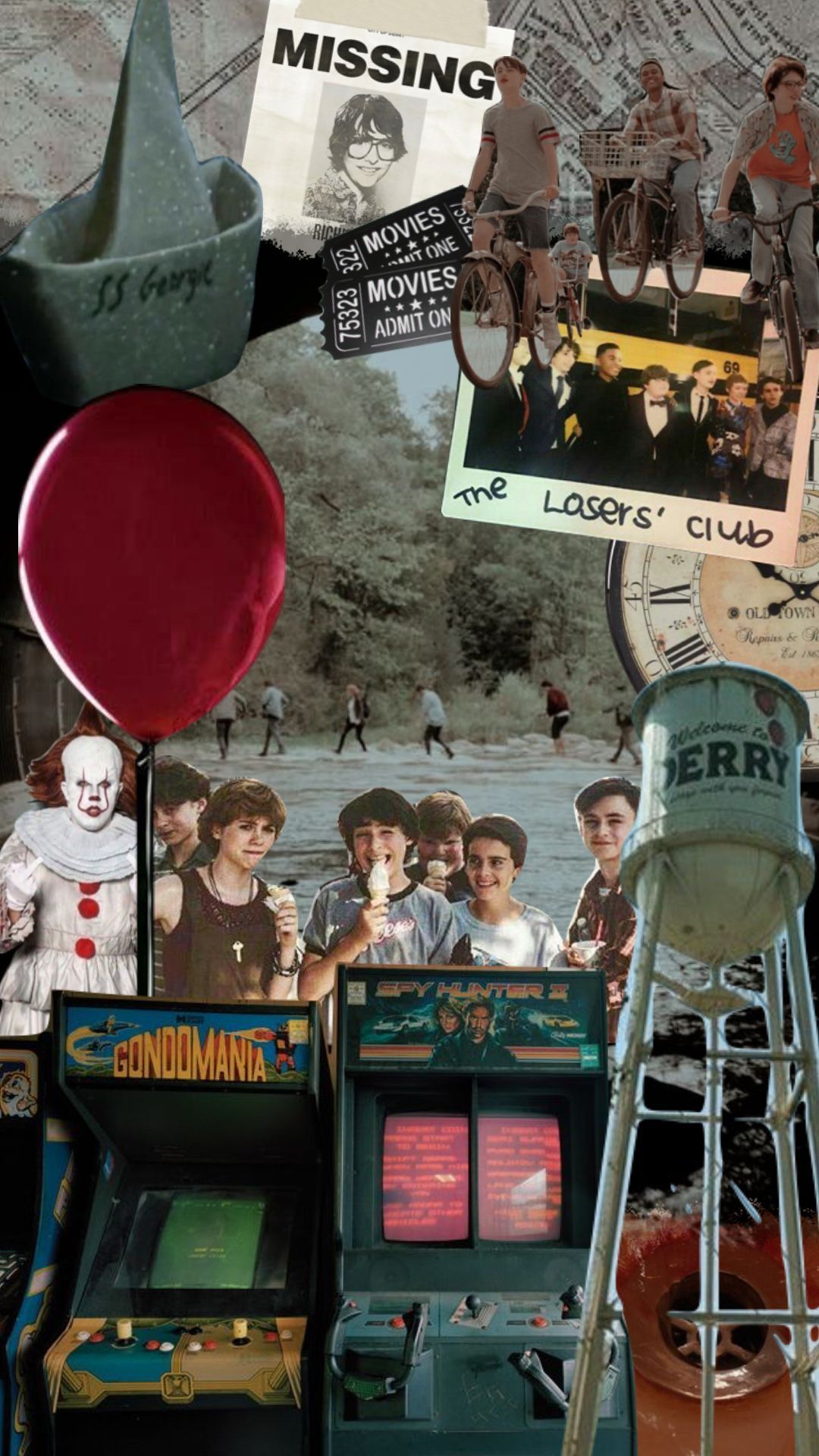 90s collage, it movie, the goonies, vintage aesthetic, 90s aesthetic, 90s phone wallpaper - Pennywise