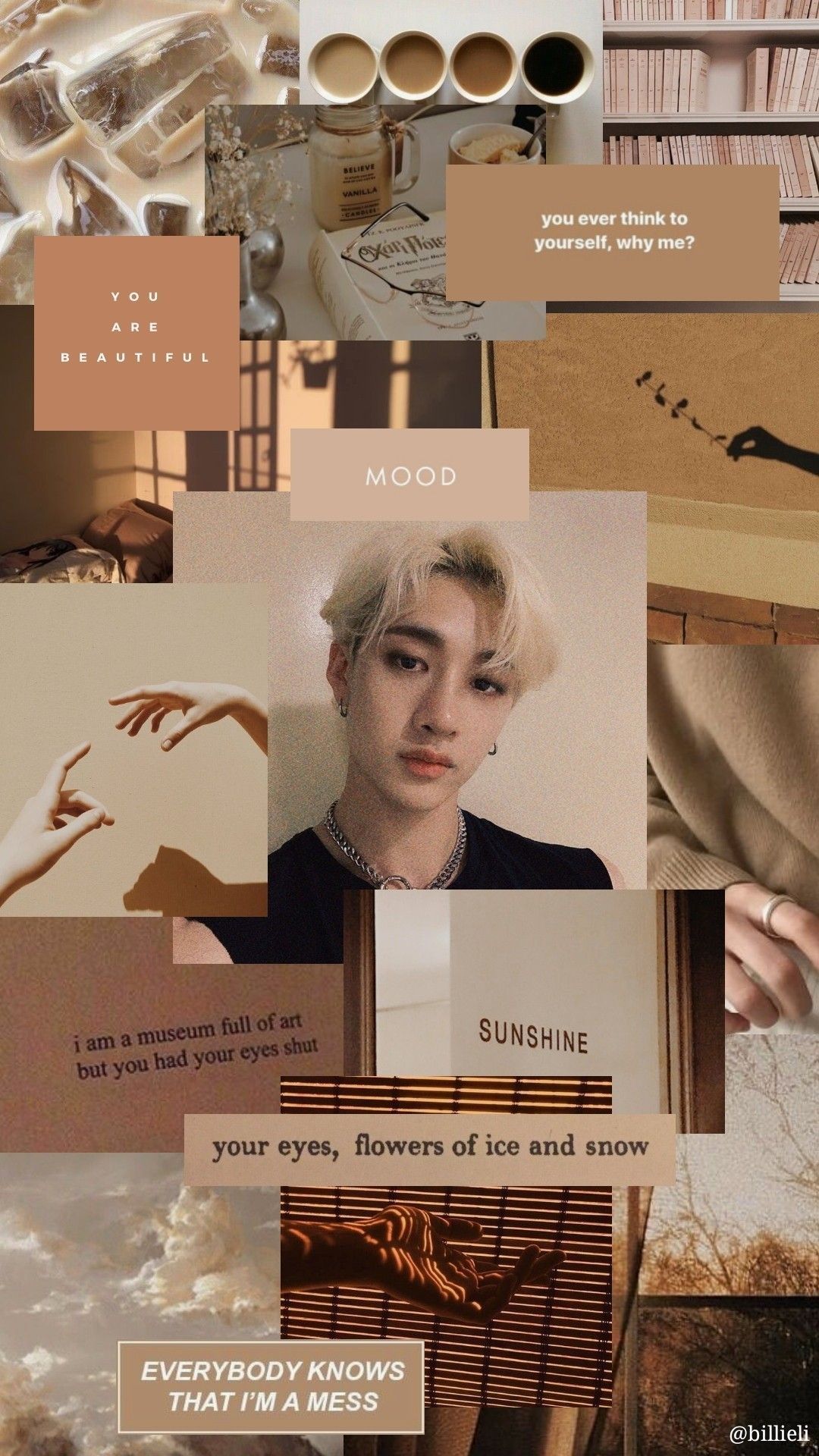 A collage of pictures with different colors - Bang Chan