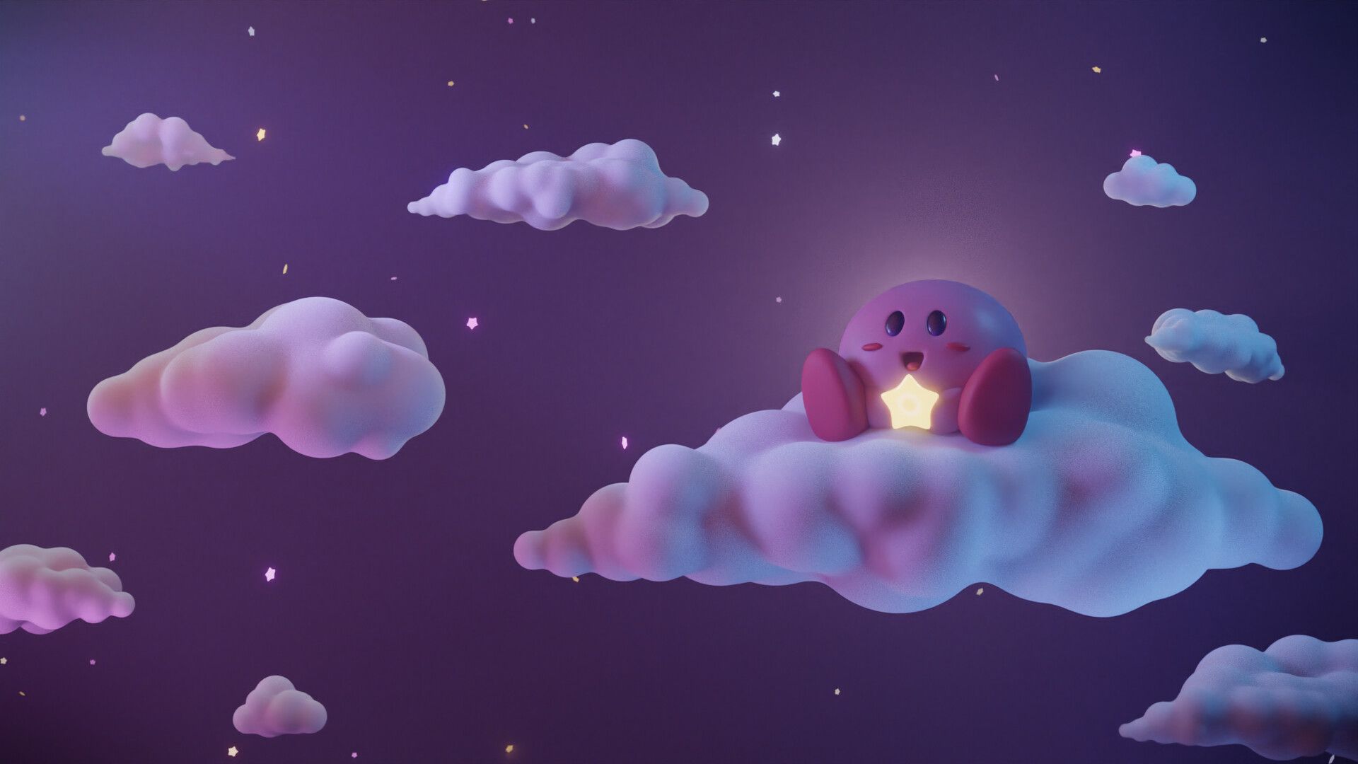 Kirby in the clouds