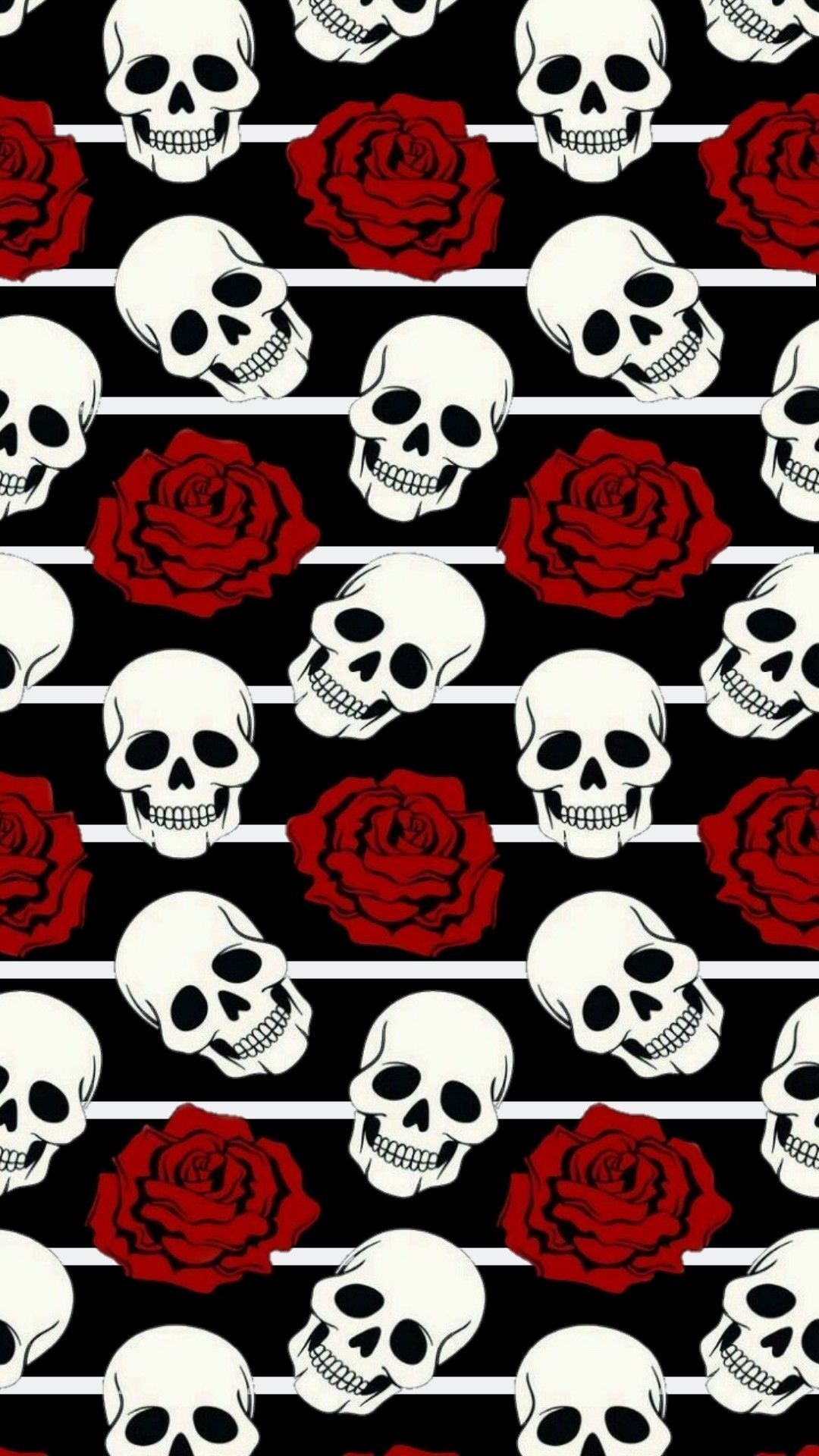 IPhone wallpaper of skulls and roses. - Emo, skull