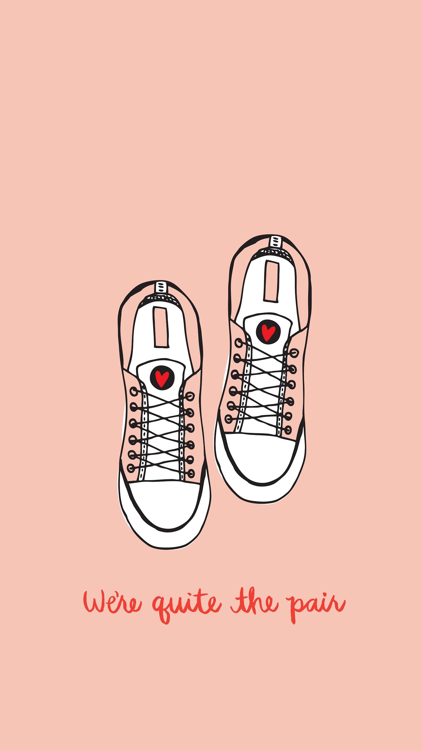 Were quite the pair, cute illustration of a pair of shoes with a heart - Valentine's Day