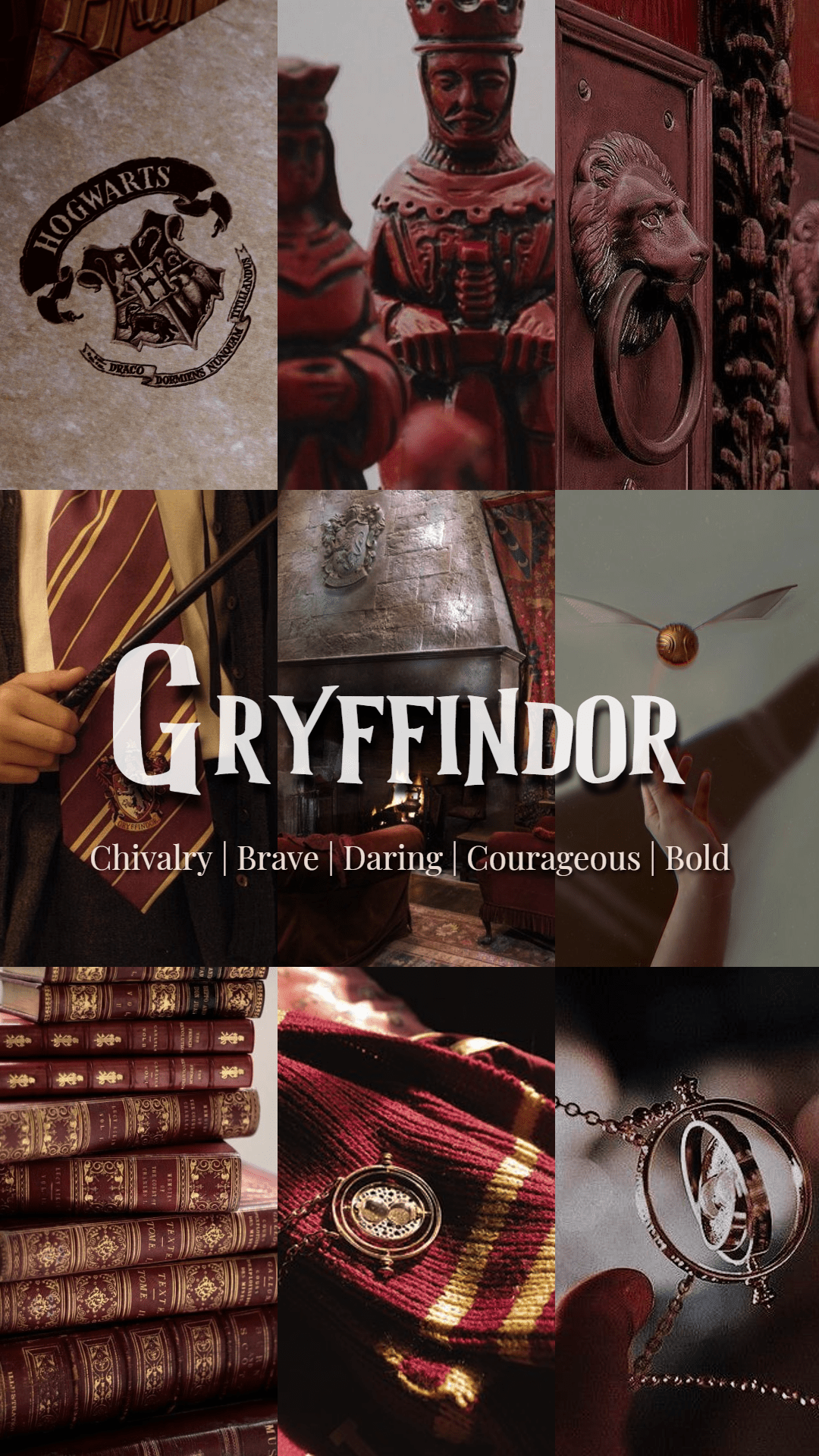A collage of images representing the house of Gryffindor. - Gryffindor