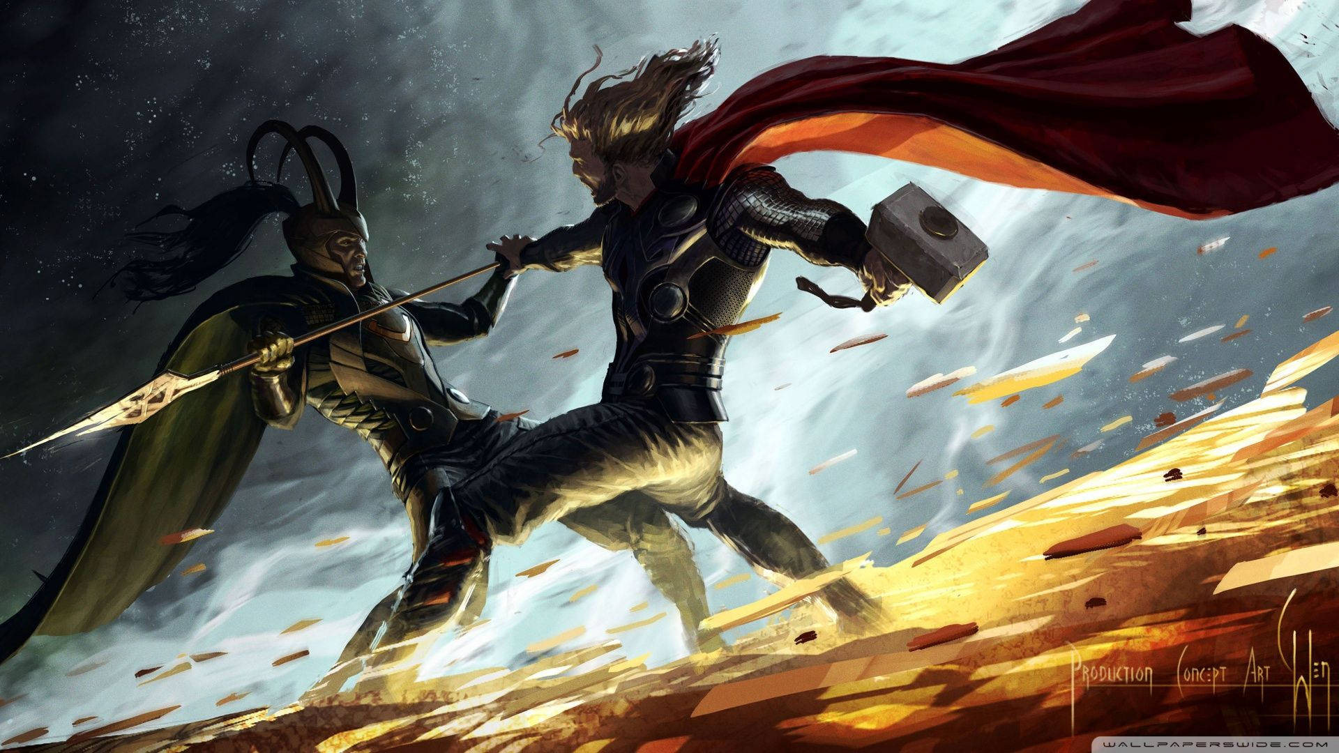 Download Thor vs Loki in epic battle of brothers Wallpaper