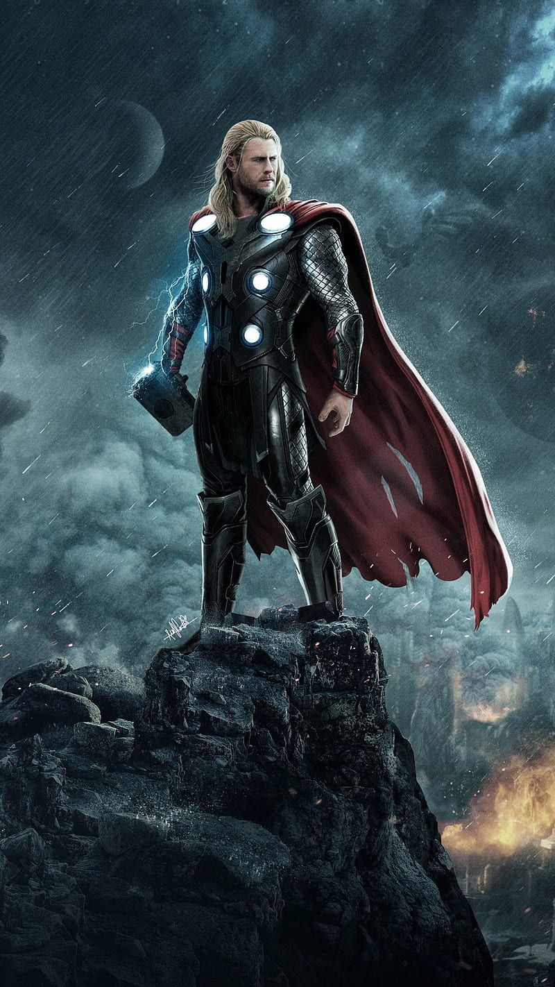 Thor in his full armor standing on a rock - Thor