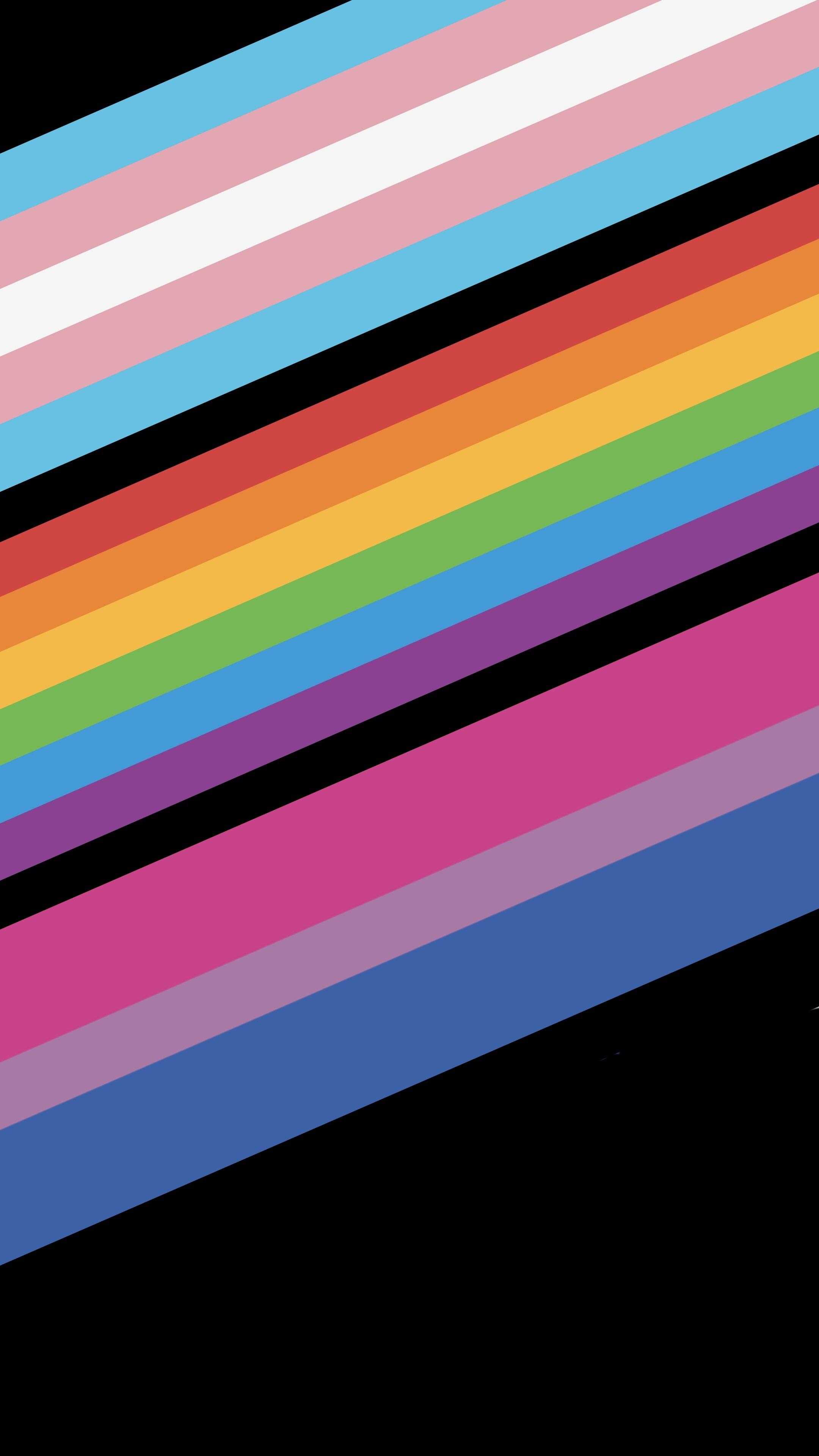 A black background with a pride flag made up of many different stripes - Pansexual
