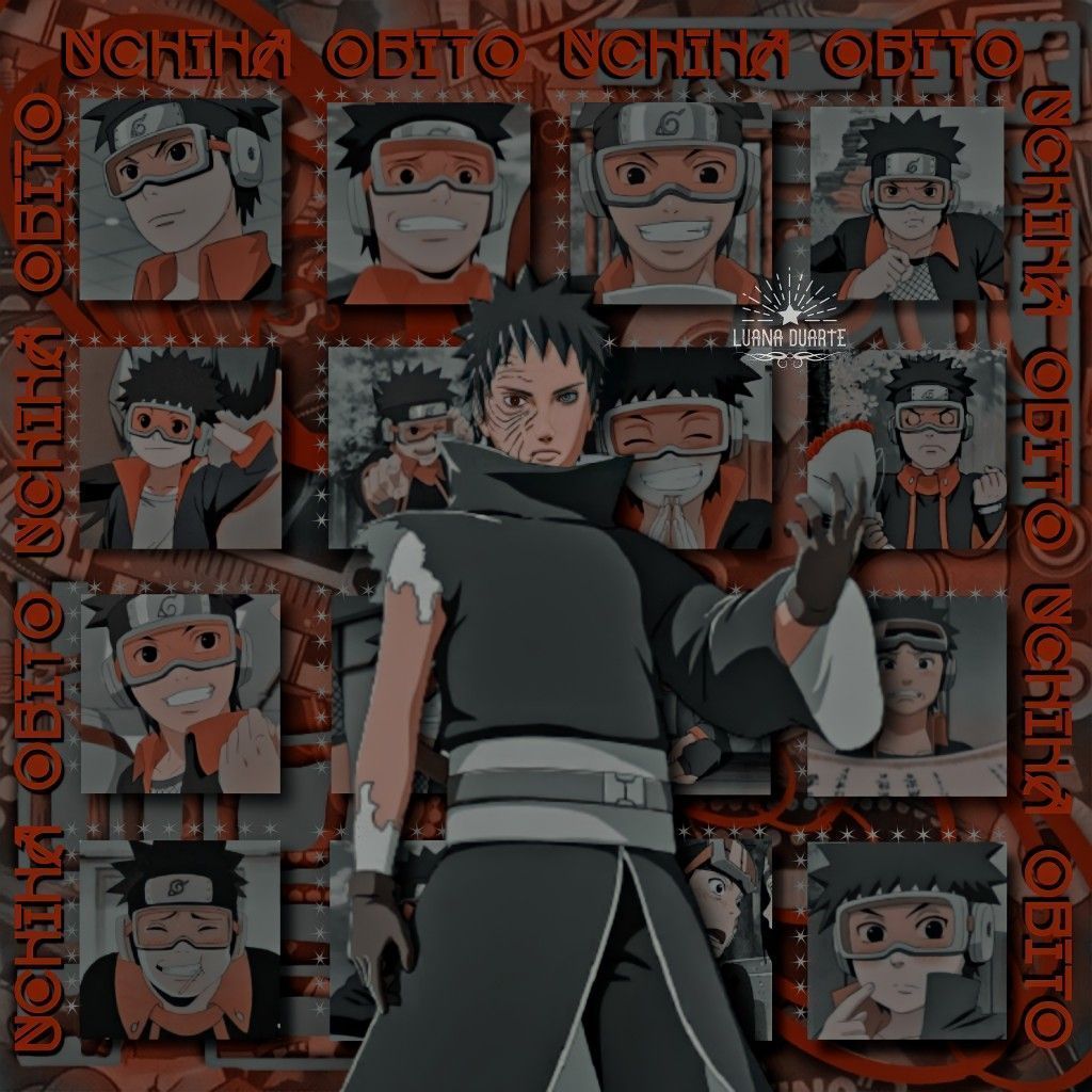 A collage of different versions of the character Obito from the anime series Naruto. - Obito Uchiha