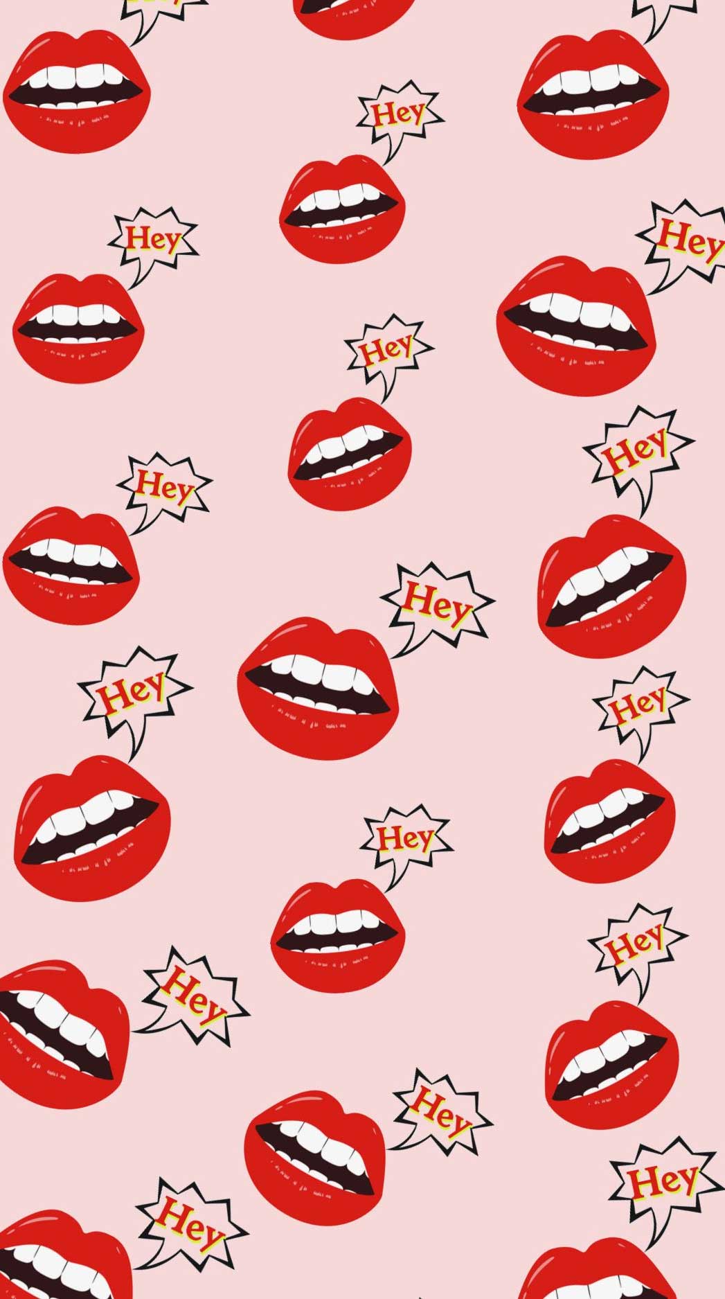 A pattern of red lips with speech bubbles - Valentine's Day, February, lips