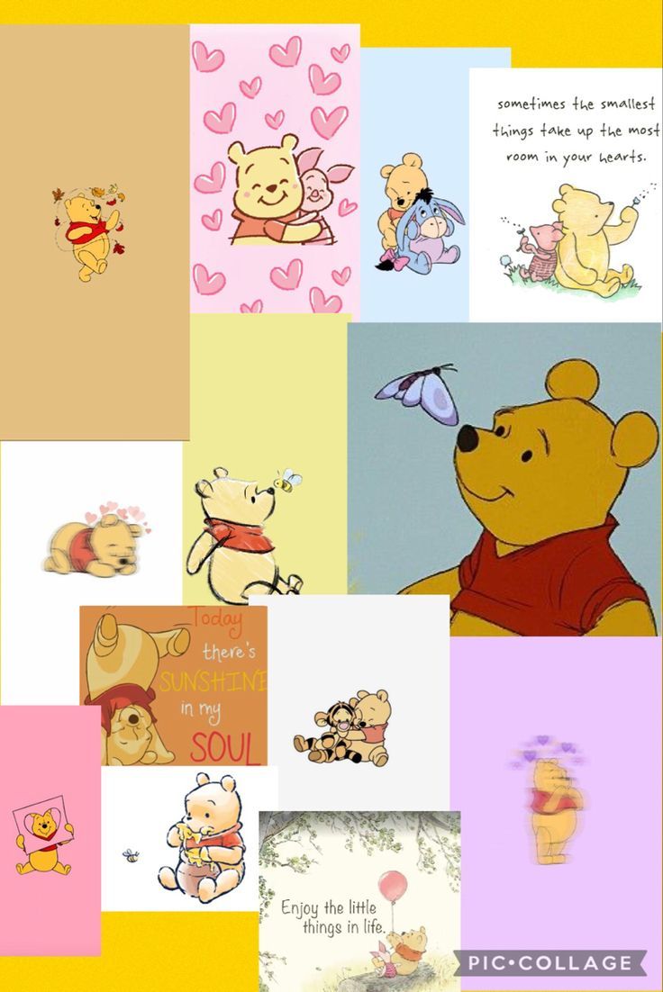 A collage of Winnie the Pooh and Piglet. - Winnie the Pooh