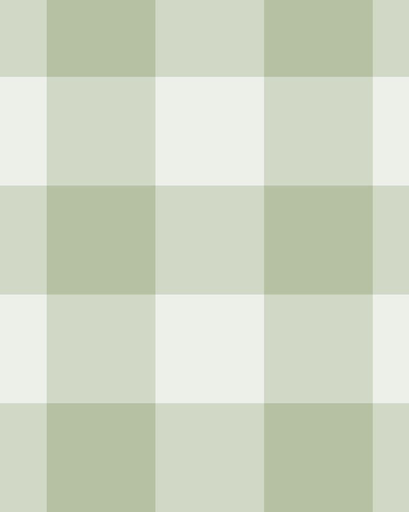 Gingham Check Sage Green Boys Bed Room Removable Wallpaper for Kids