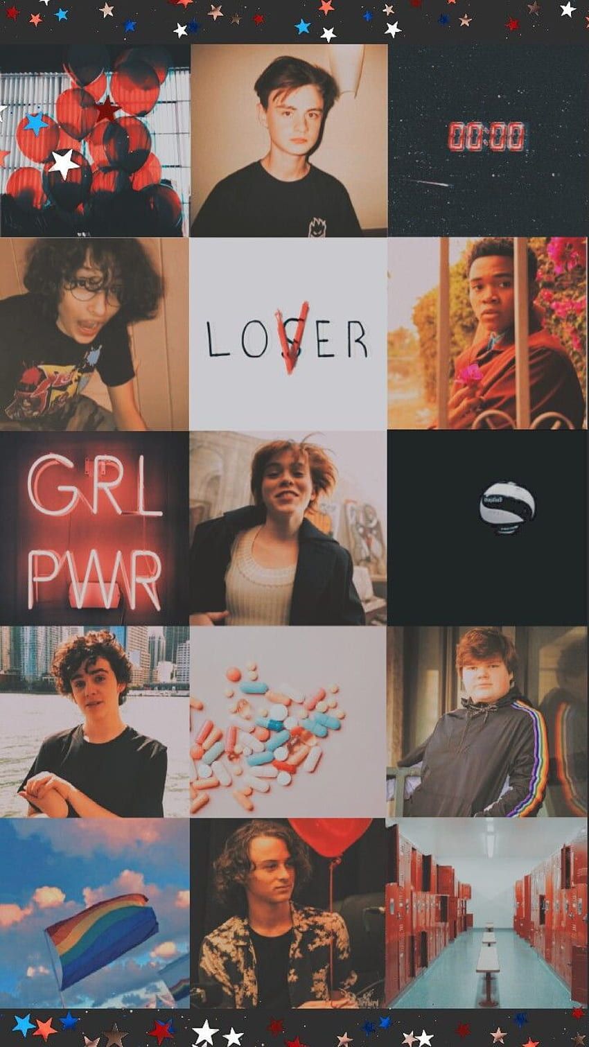 The 1975 aesthetic wallpaper, red, blue, black, white, girl power, lover, band, Matty Healy, wallpaper, background, phone, lockscreen, collage - Pennywise