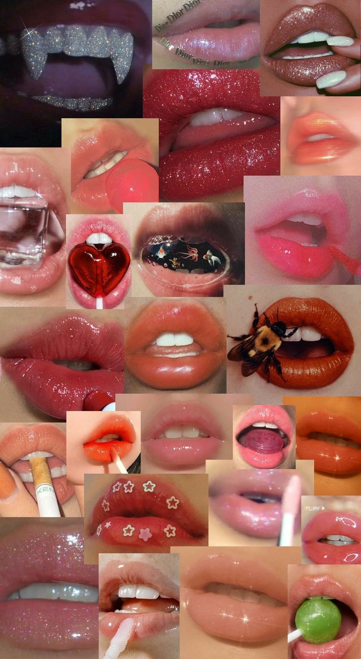 glossssy. Aesthetic collage, Glossy lips, Y2k design