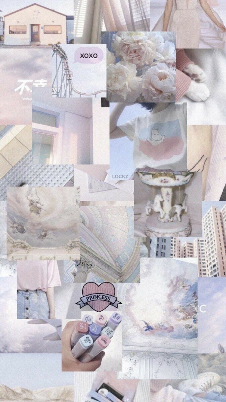 Aesthetic background collage with pink and blue colors - Glossy