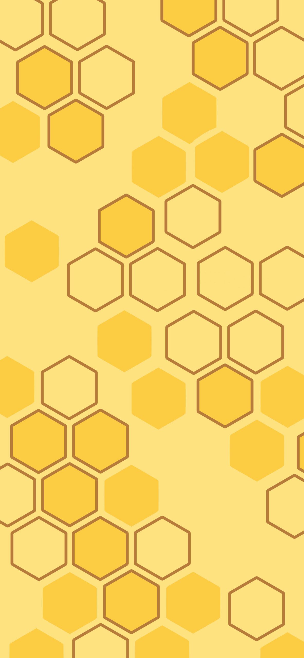 A yellow honeycomb pattern on a light brown background - Bee