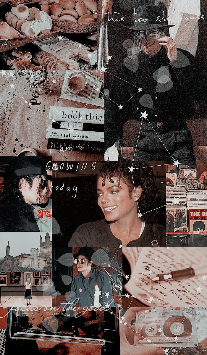 Aesthetic background with Michael Jackson, books, and coffee. - Michael Jackson