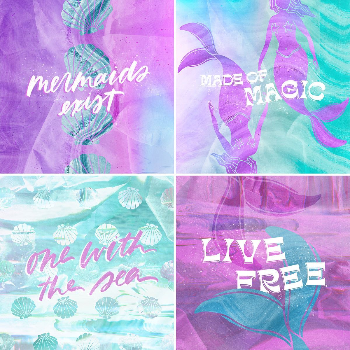 A collection of four different mermaid backgrounds - Mermaid