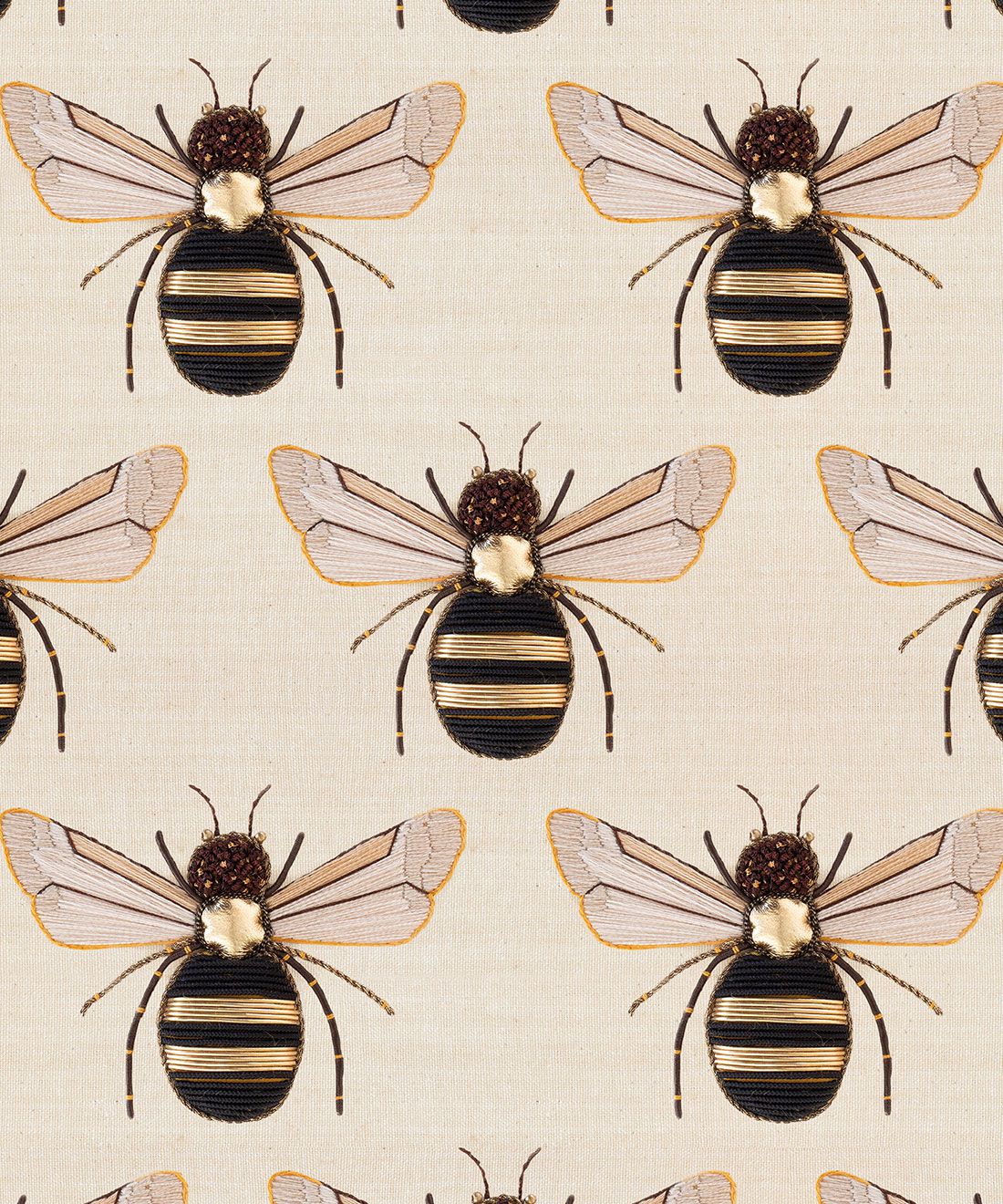 Golden Bee Embroidery Wallpaper • Handcrafted