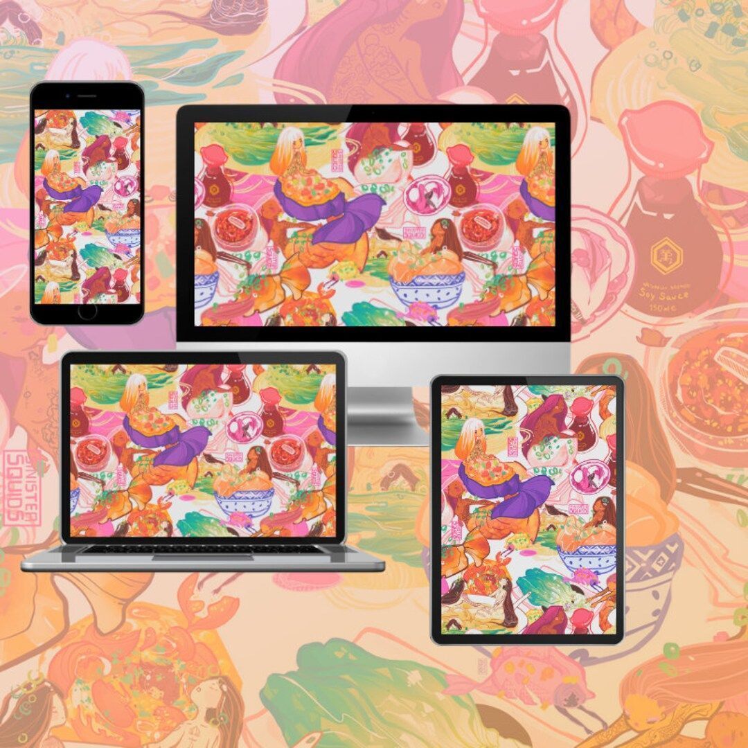 Dumpling Mermaid Aesthetic Phone and Desktop Wallpaper