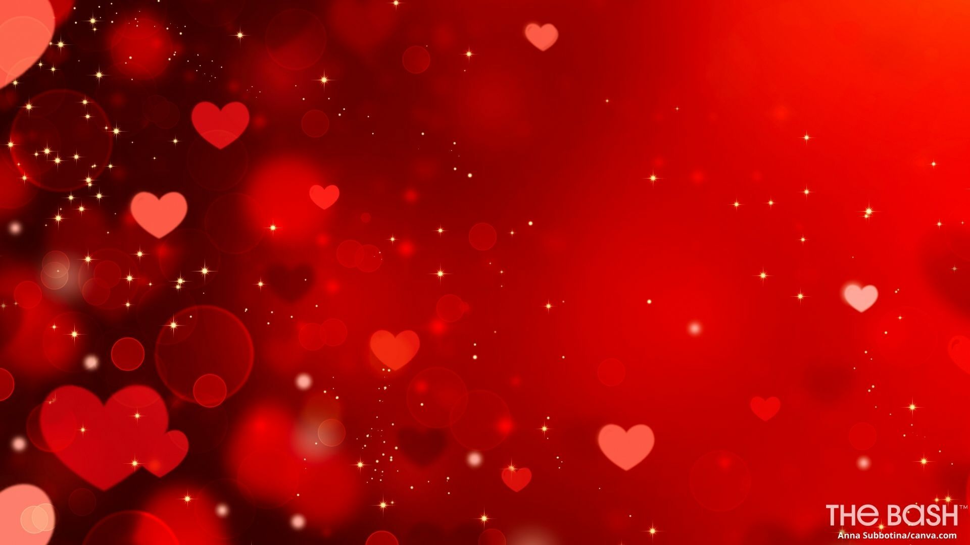 Red hearts on a background with sparkles - Valentine's Day
