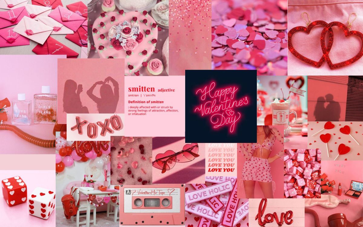 A collage of pink and red valentine's day items - Valentine's Day