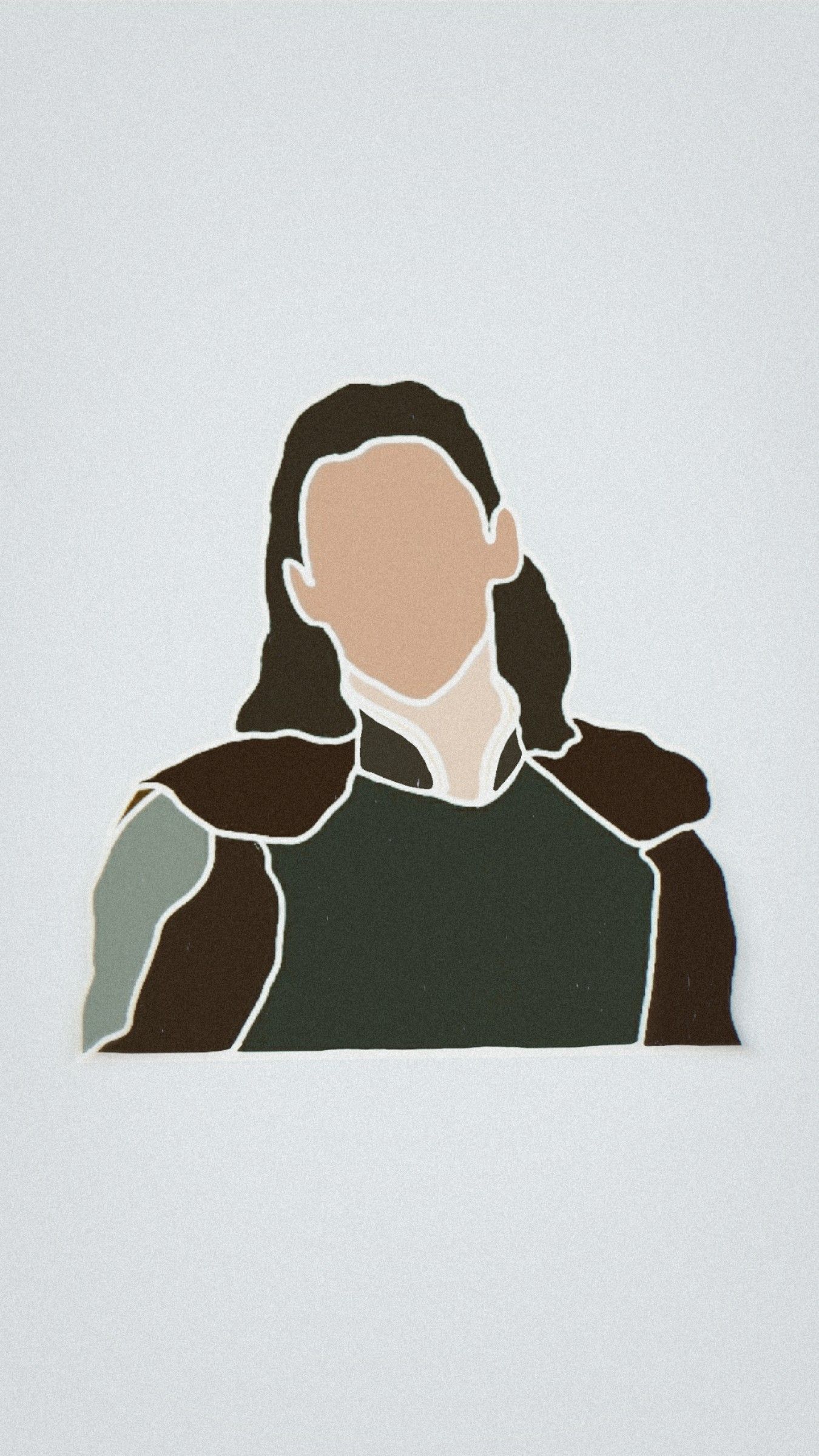 A digital drawing of a person with long hair and a green top. - Loki