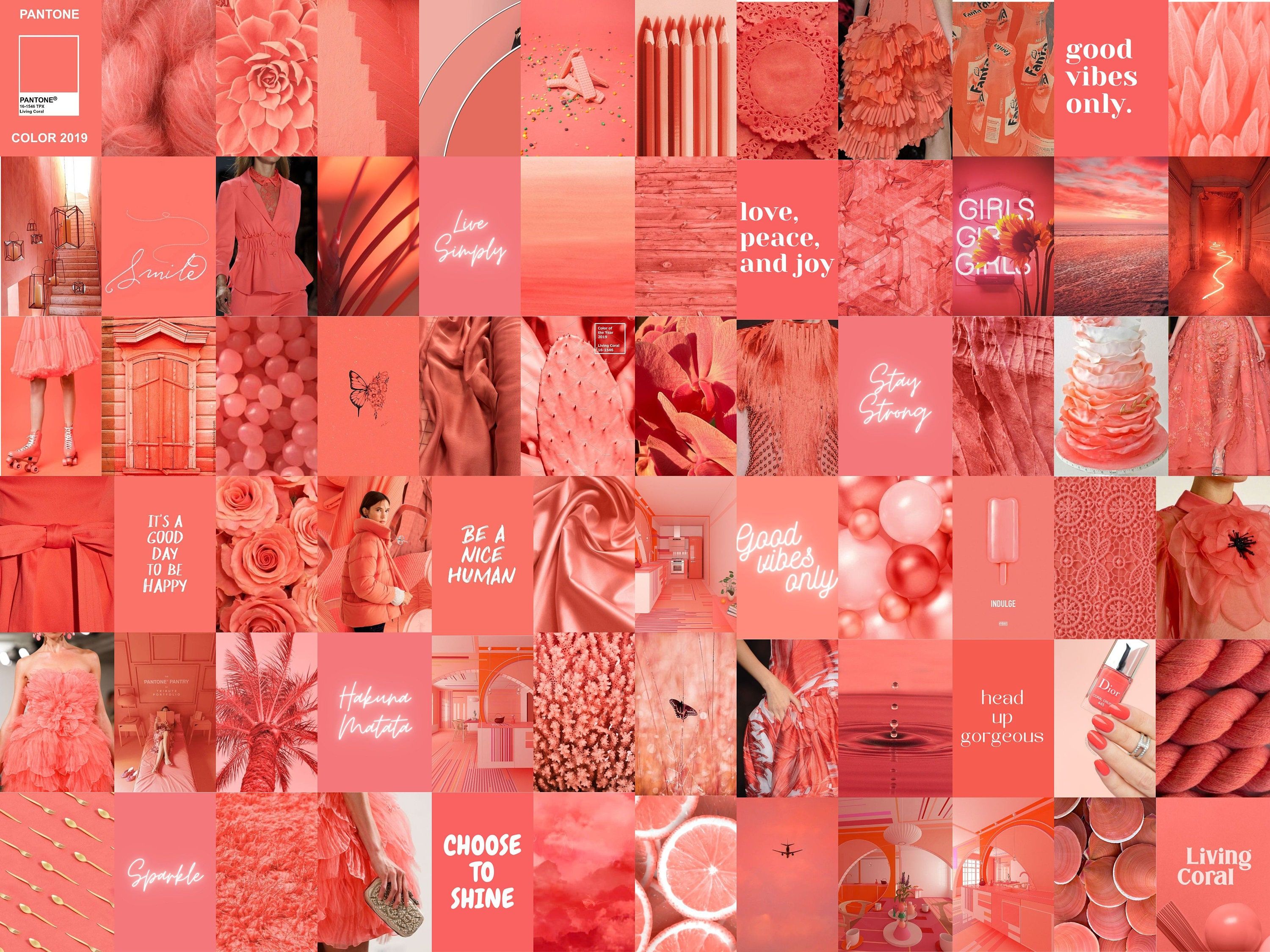 Coral Pink Collage Kit Coral Pink Wall Collage Coral