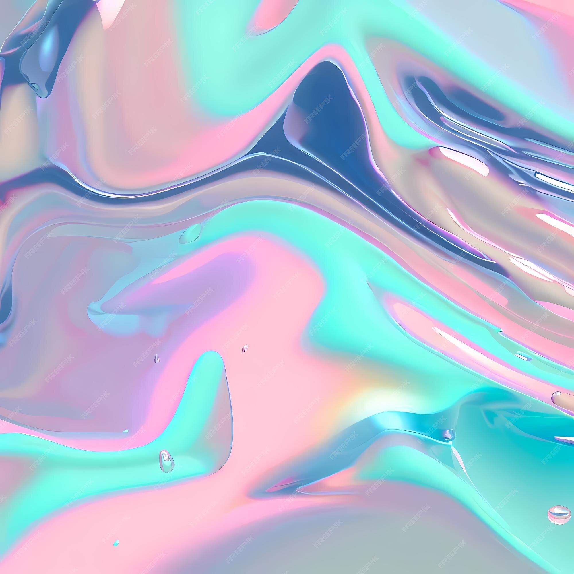 An abstract image of iridescent liquid with a pastel color scheme - Holographic, iridescent