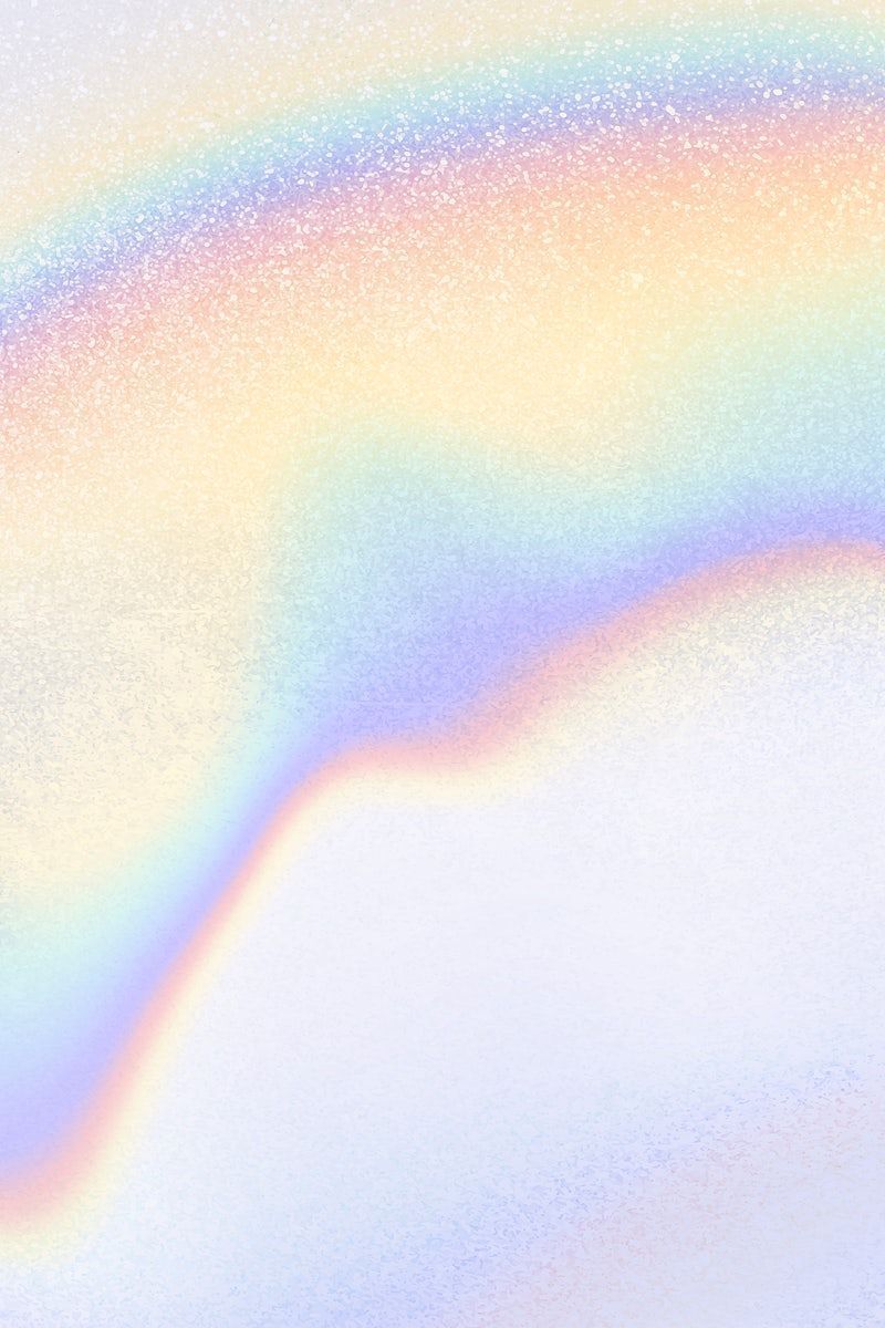 A rainbow is shown in the sky with a white background. - Holographic