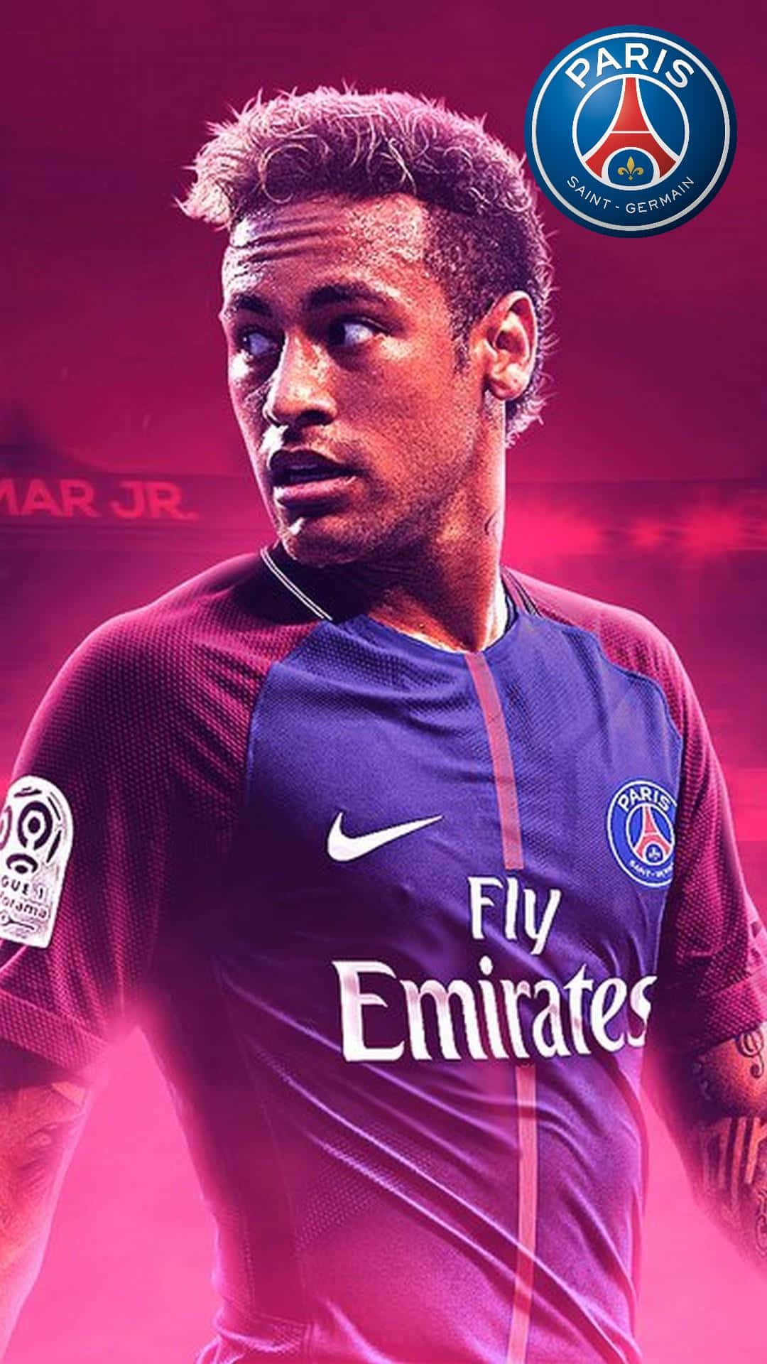 Download Neymar Pink Aesthetic Logo iPhone Wallpaper