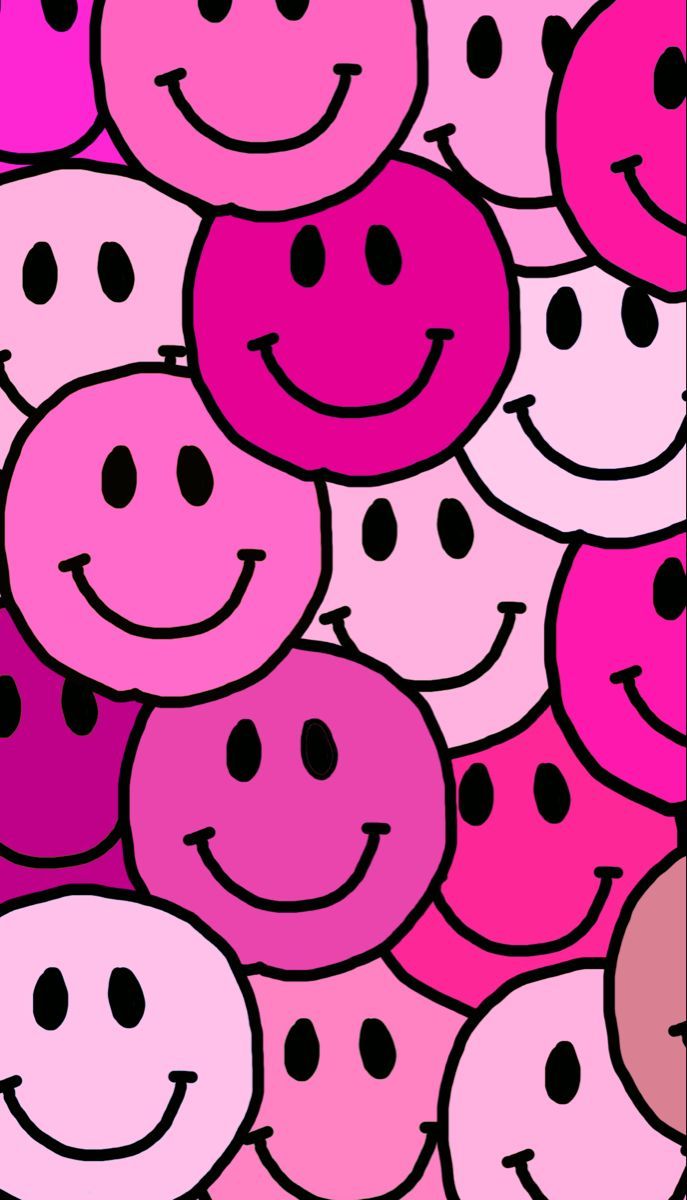 Pink smiley face wallpaper for iPhone and Android - Smiley