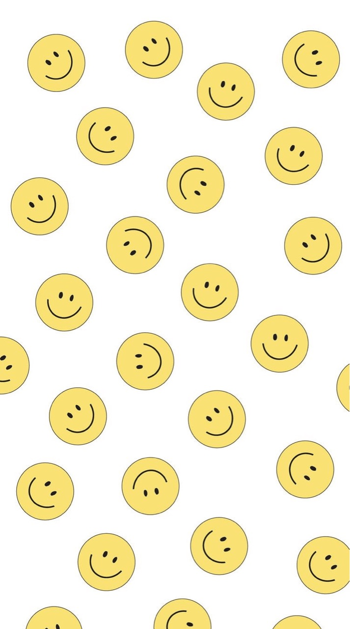 Wallpaper for phone, smiley faces, white background, yellow, pattern - Smiley