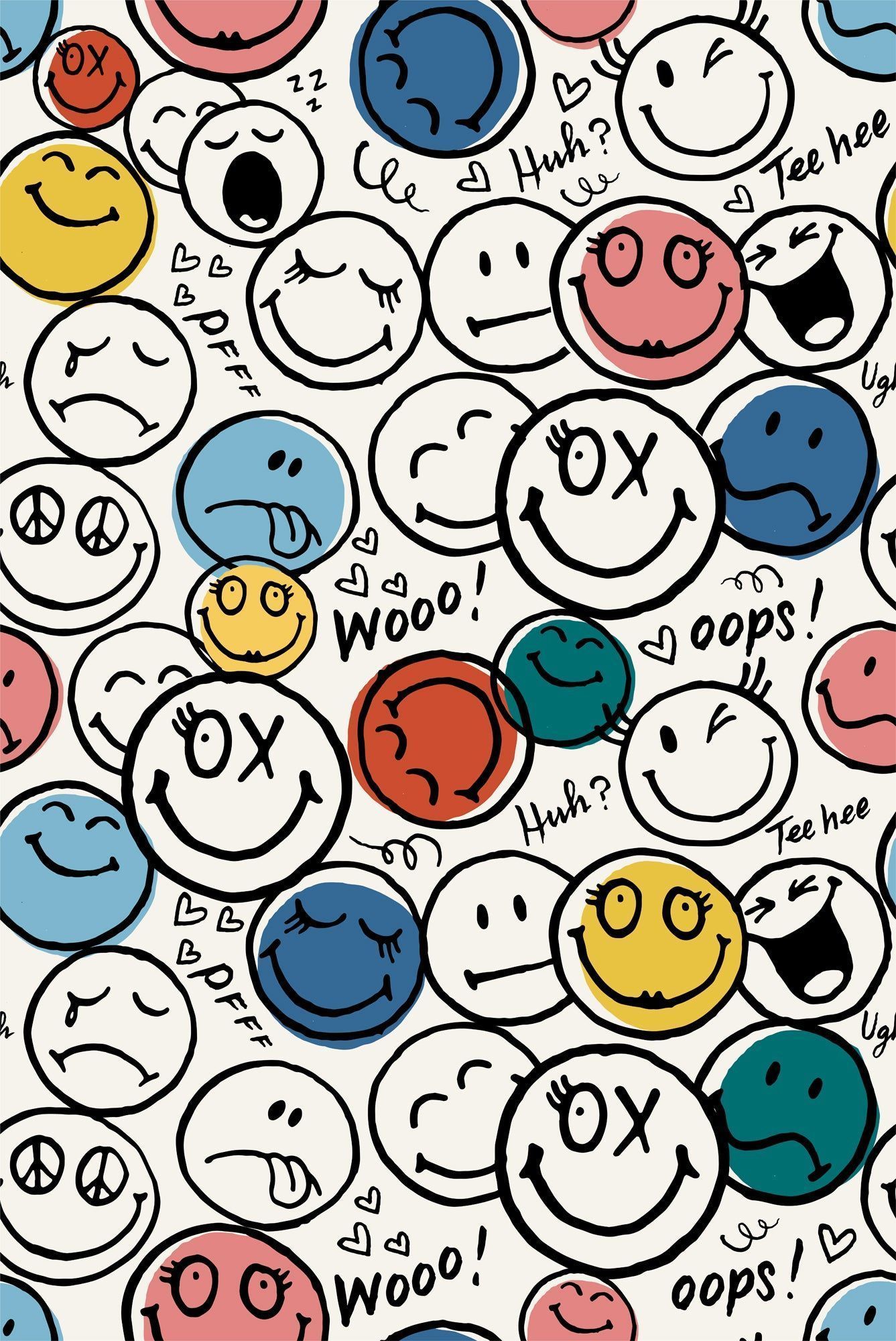 A wallpaper with many different emojis on it - Smiley