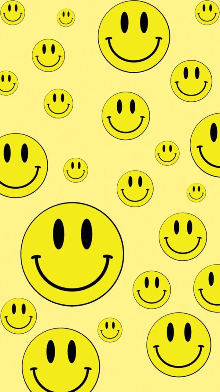 Wallpaper smiley face, yellow, pattern, background, cute, happy, smile, for mobile phone, for desktop, for laptop, for tablet, for apple, for android, for windows, for mac, for ios, for galaxy - Smiley