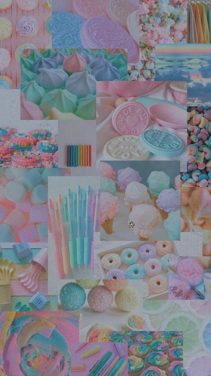 Aesthetic background with a lot of sweets - Pastel rainbow