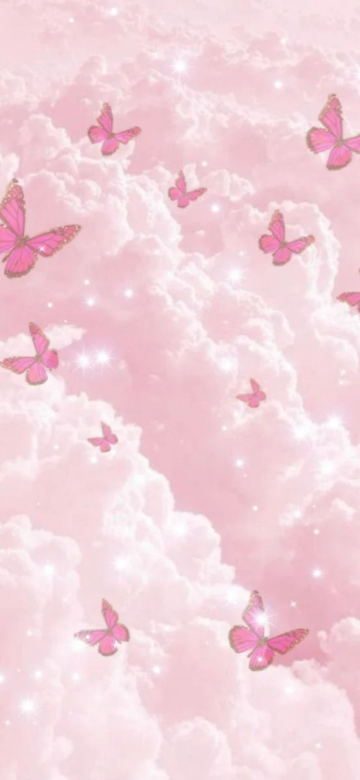 Aesthetic pink butterfly wallpaper for phone - Light pink