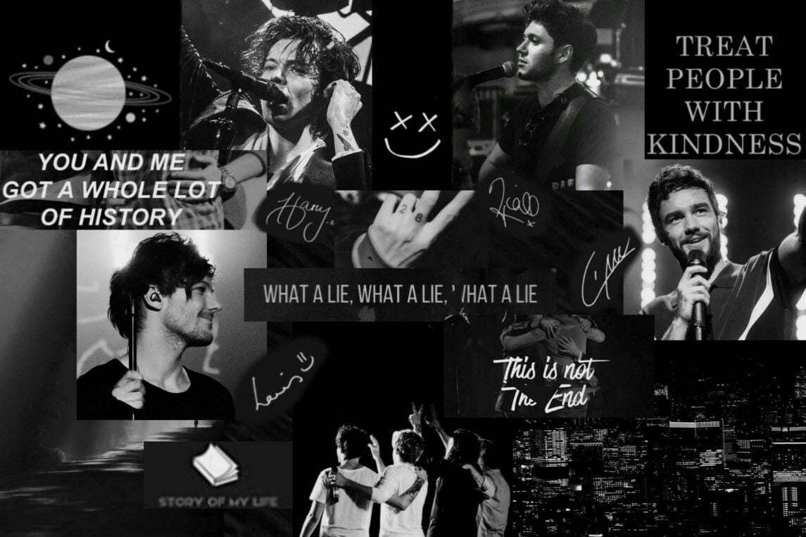 The one direction collage with lyrics and pictures - One Direction
