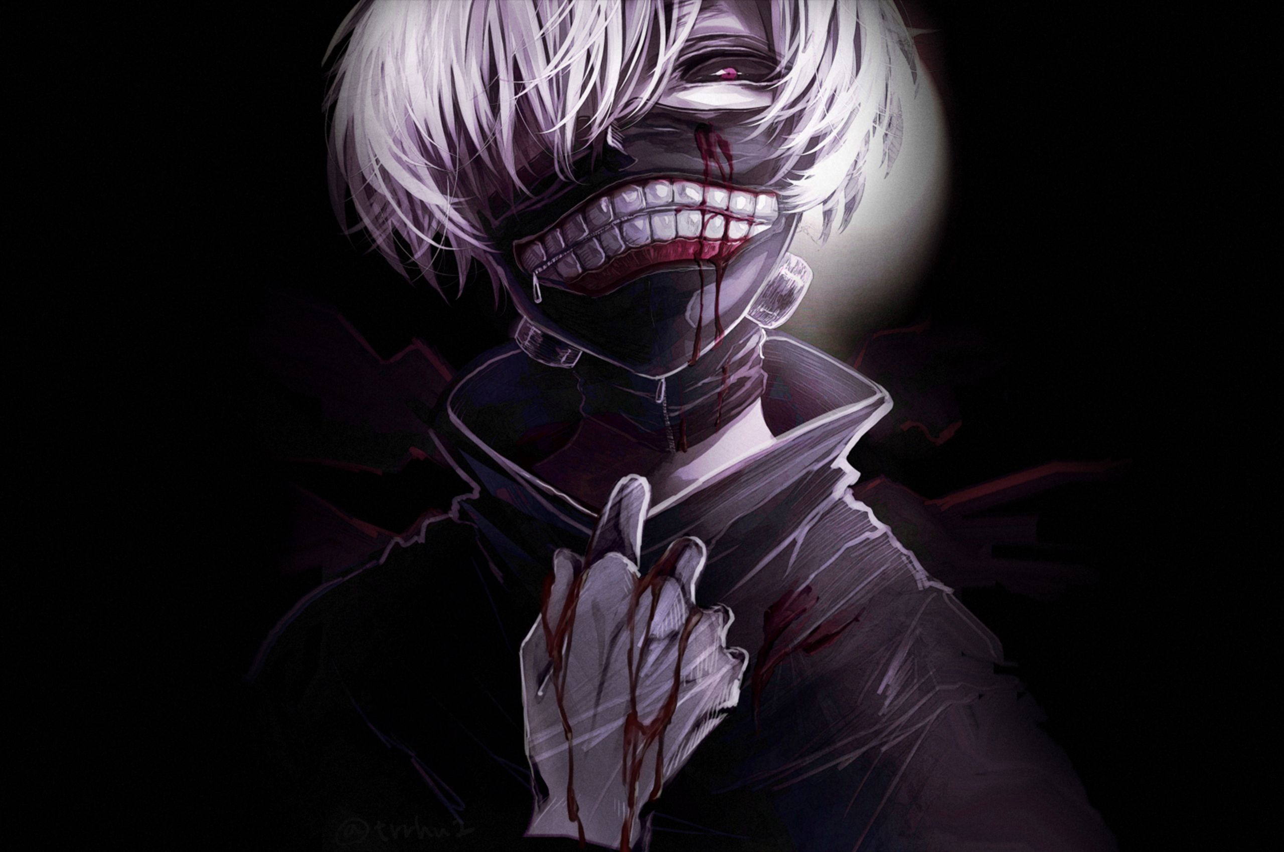 Tokyo Ghoul anime wallpaper with a man with white hair and a mask - Tokyo Ghoul