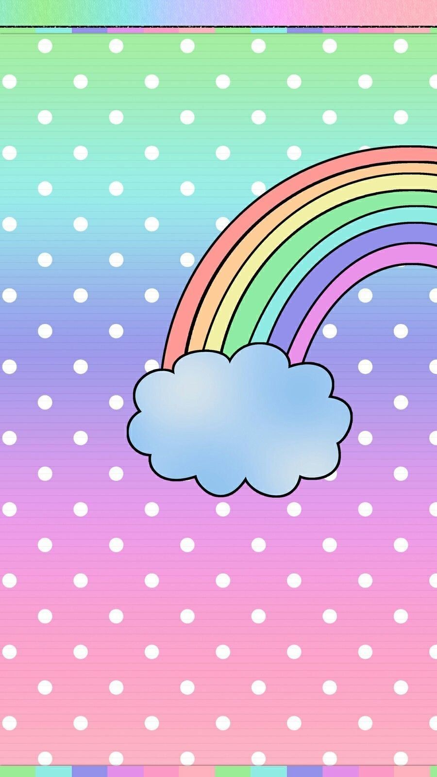 A colorful rainbow on a polka dot background - Pastel rainbow